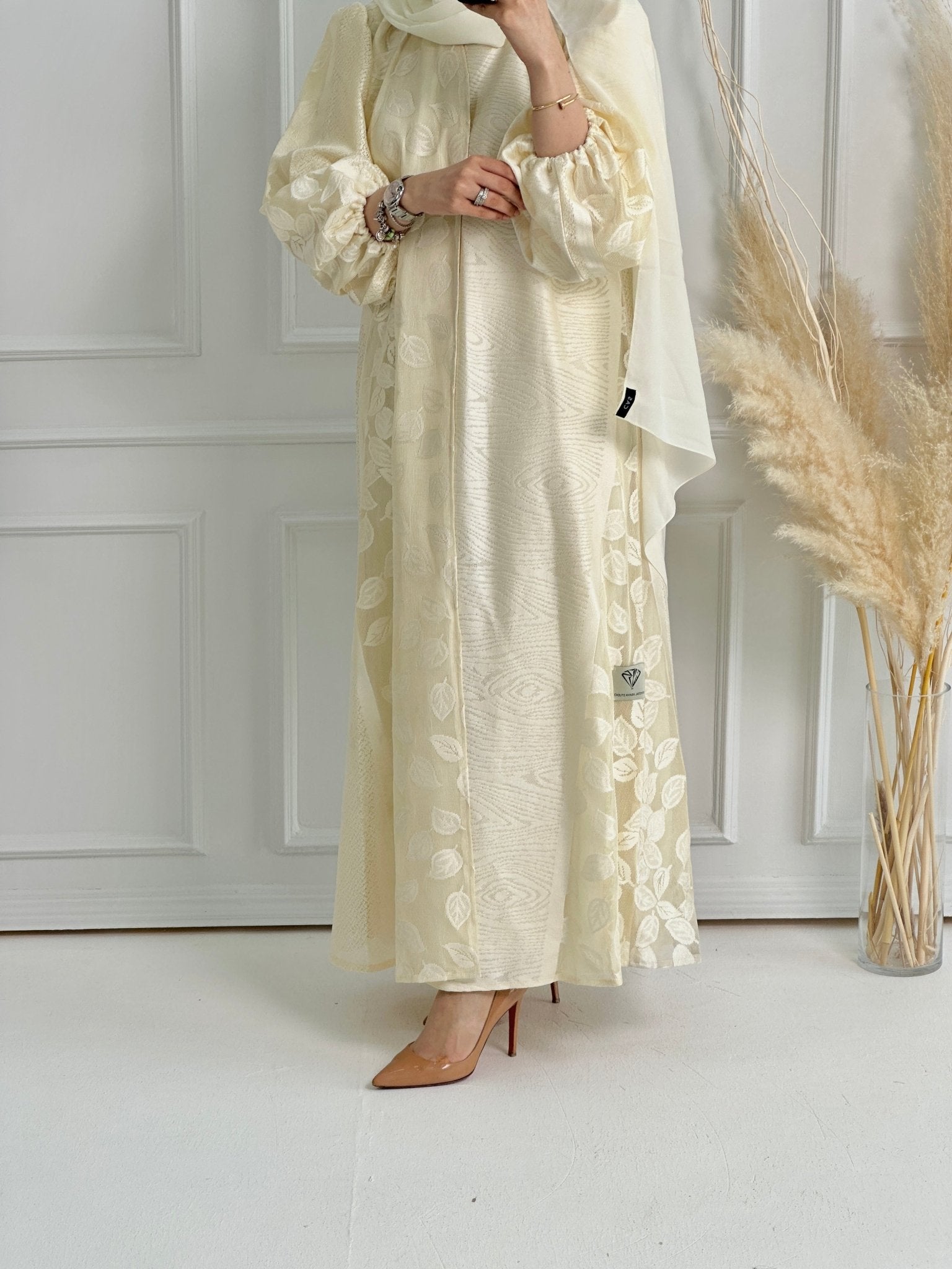C - Cream - Organza - Evening - Abaya - 54