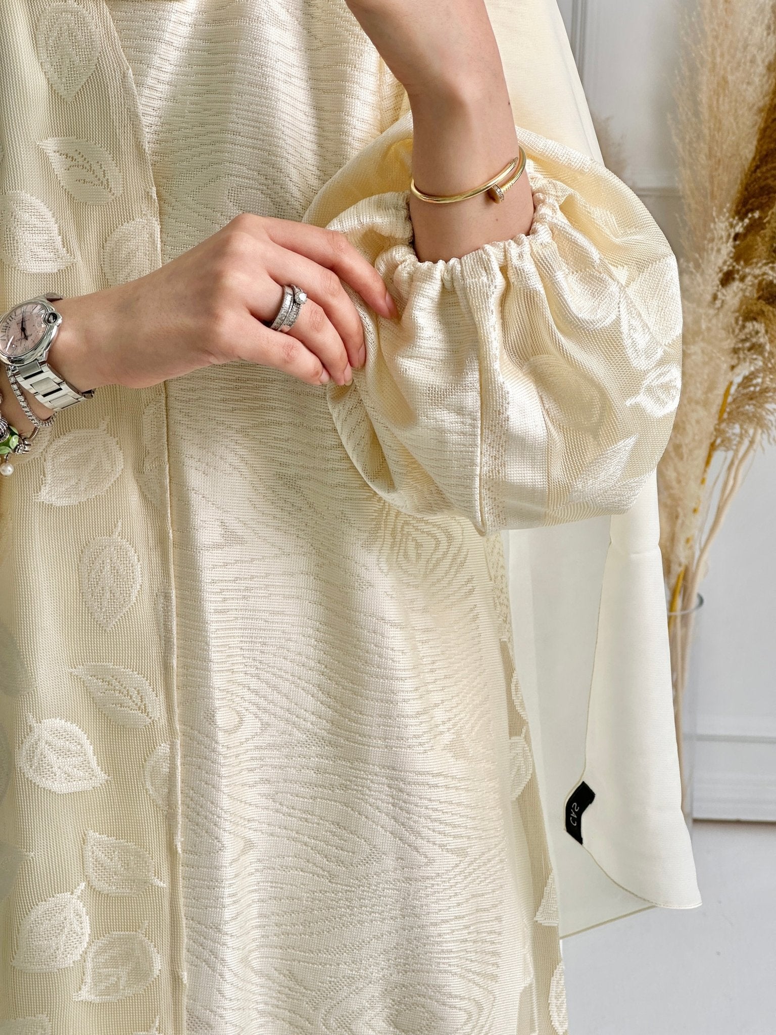 C - Cream - Organza - Evening - Abaya - 54