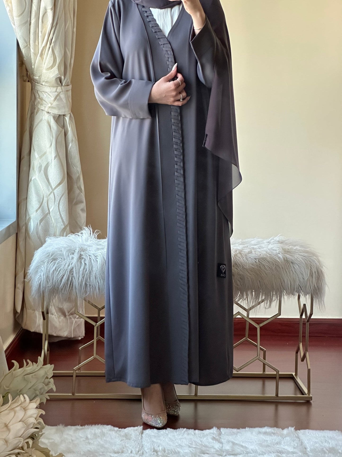 C - Dark - Grey - Crepe - Summer - Abaya - Set