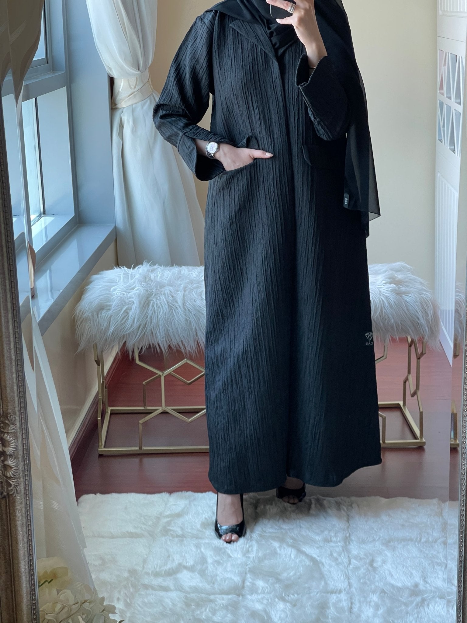 C - DashedStripes - Work - Abaya - Set - 03