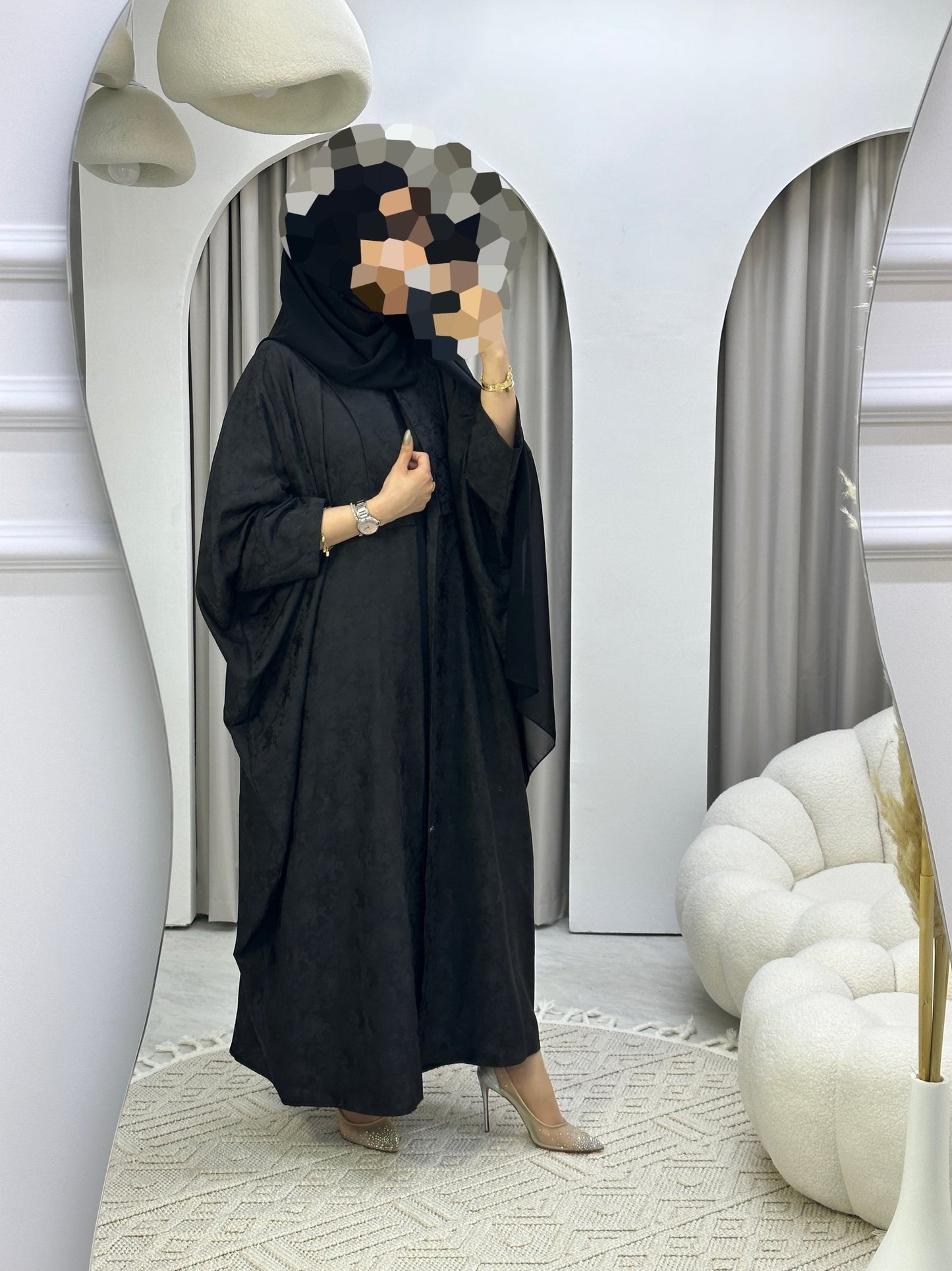 C Floral Black Bisht Abaya