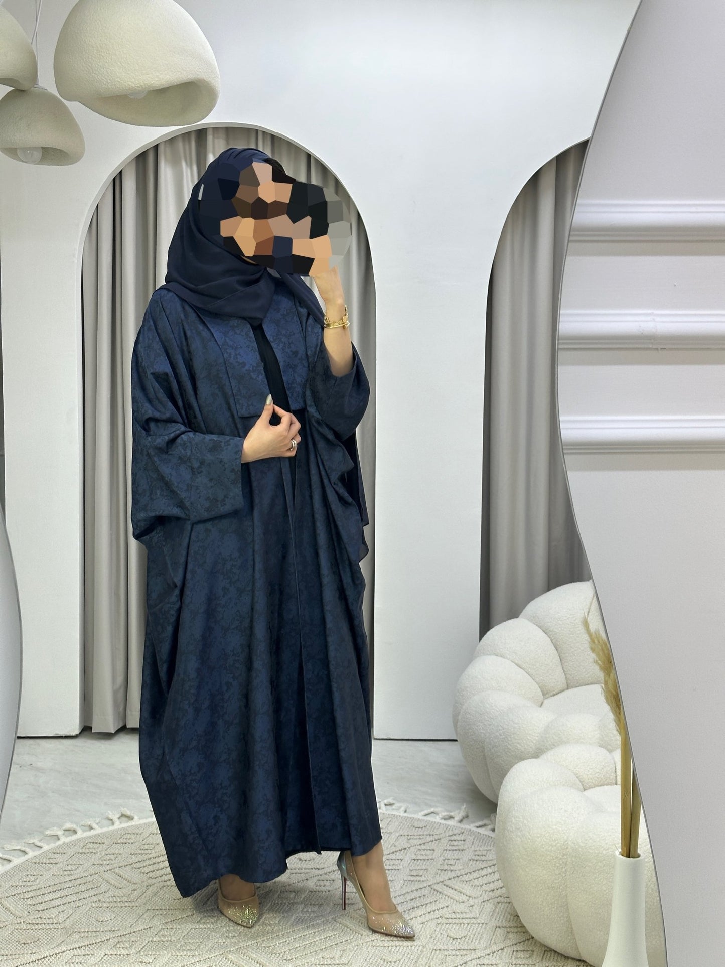 C Floral Blue Bisht Abaya