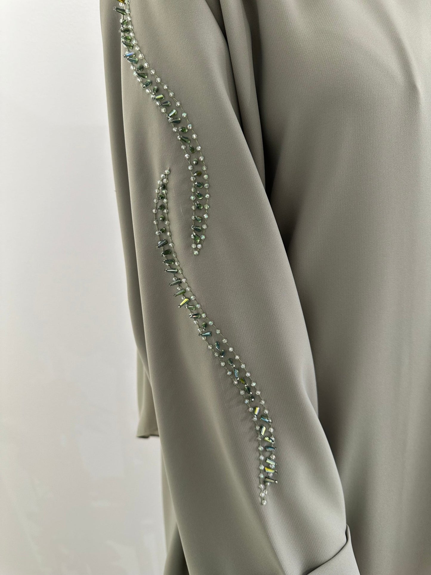 C Green Beaded Eid Abaya