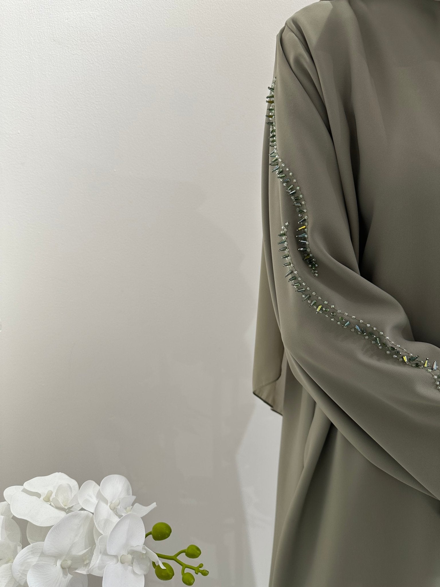 C Green Beaded Eid Abaya