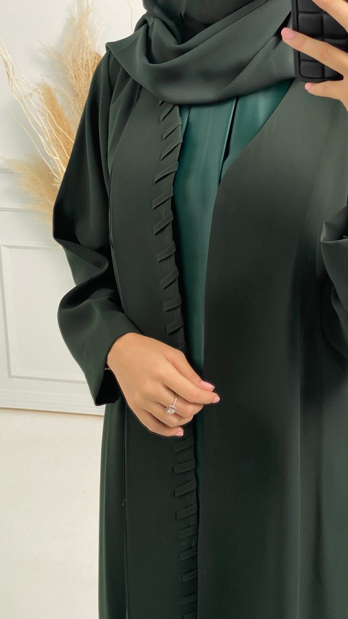 C - Green - Crepe - Summer - Abaya - Set