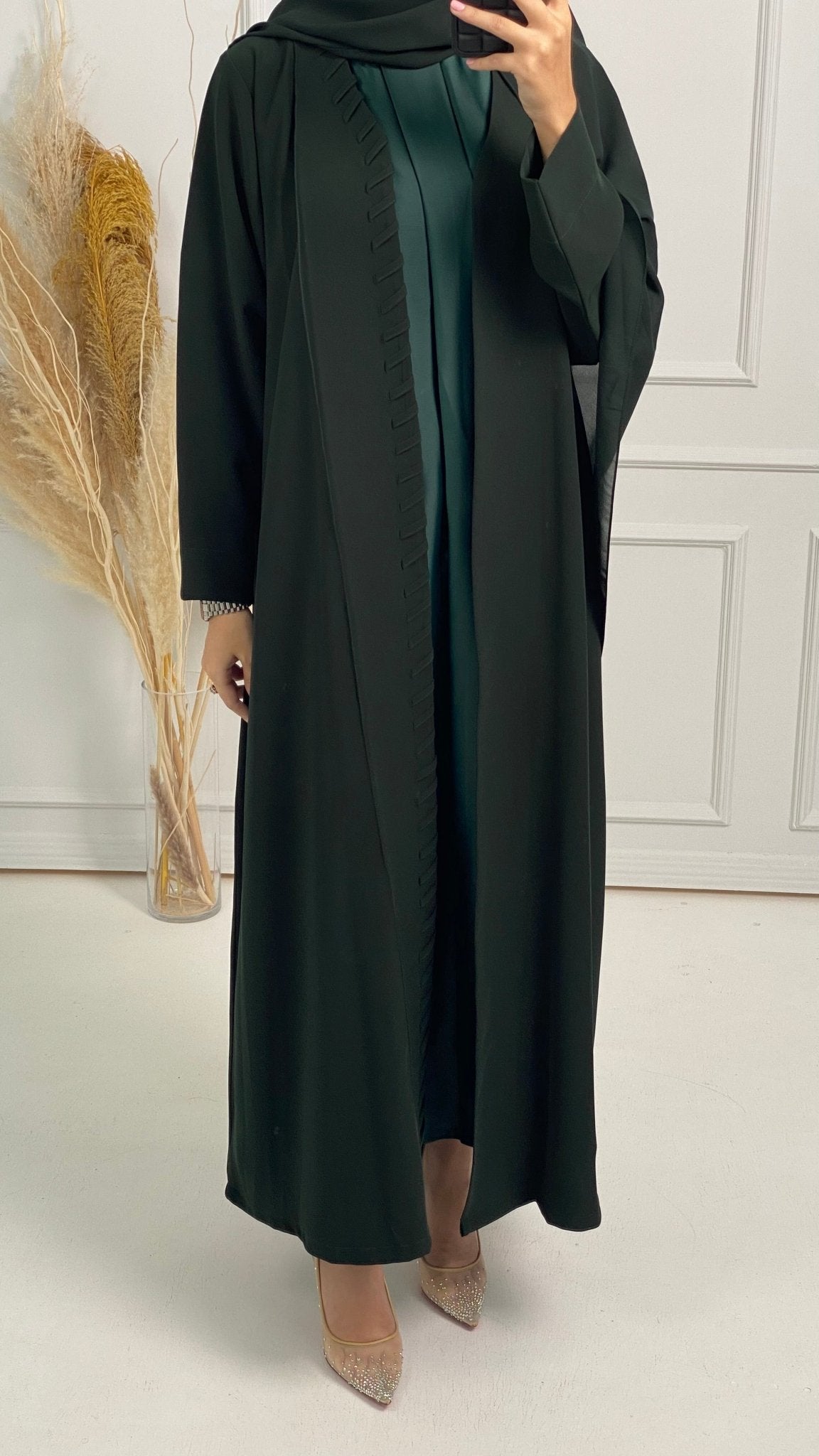 C - Green - Crepe - Summer - Abaya - Set