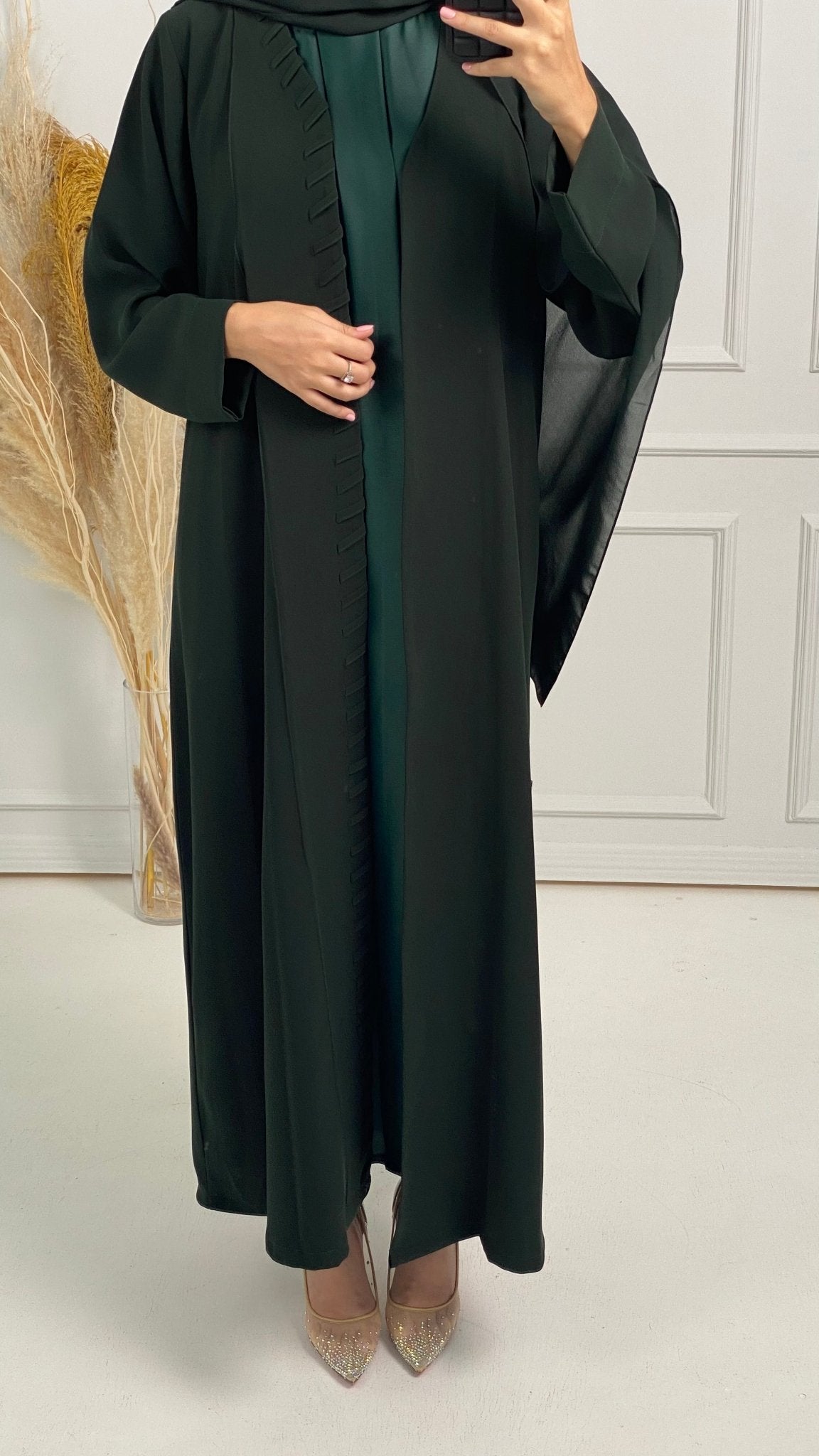 C - Green - Crepe - Summer - Abaya - Set