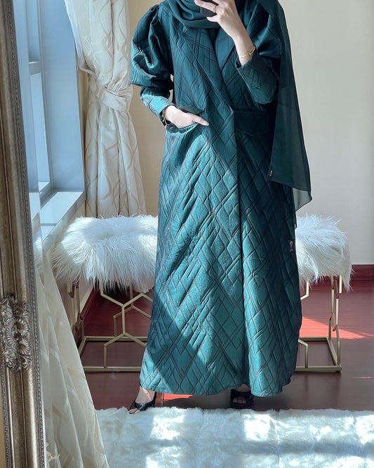 C - Green - Jacquard - Ramadan - Abaya - Set - 29