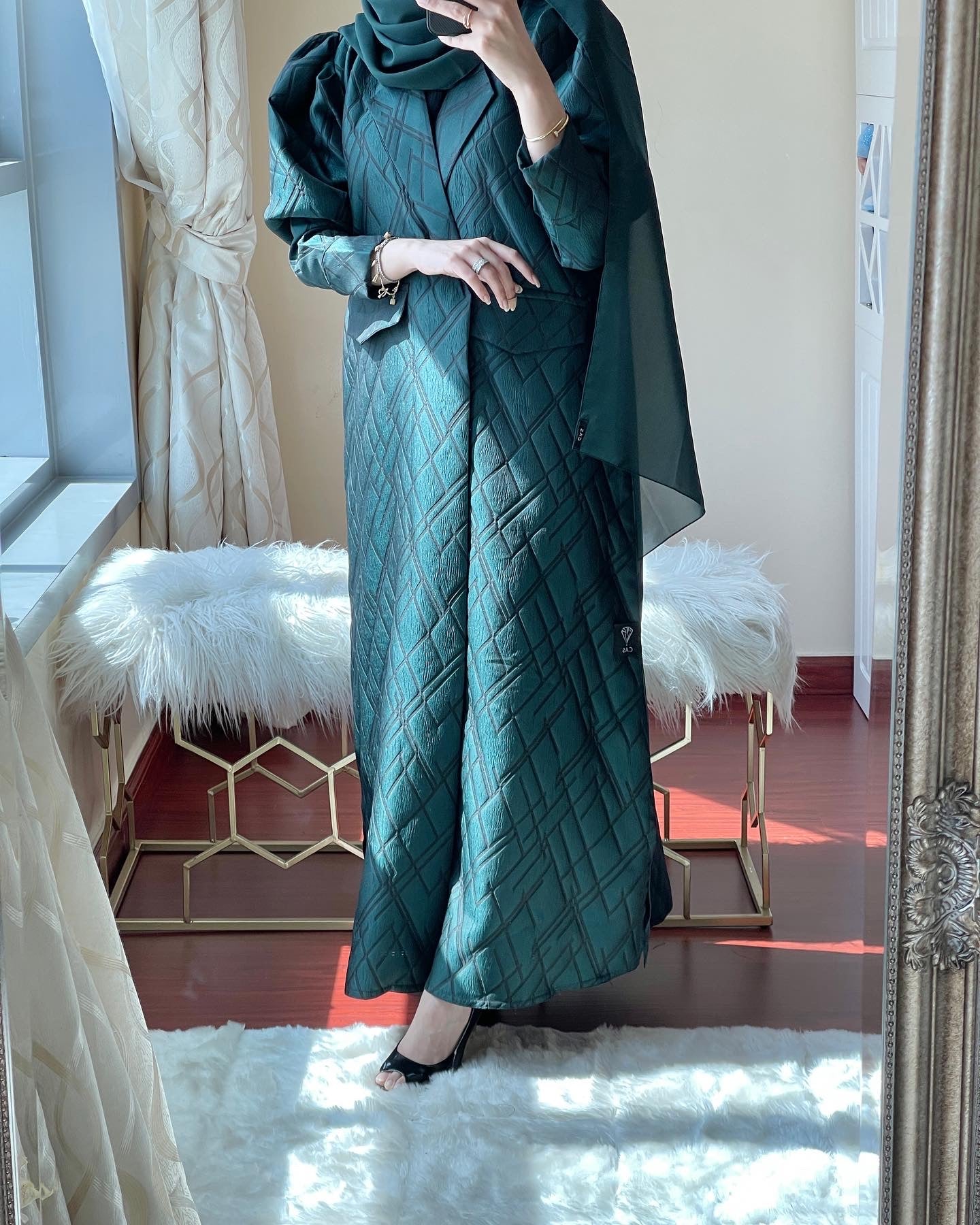 C - Green - Jacquard - Ramadan - Abaya - Set - 29