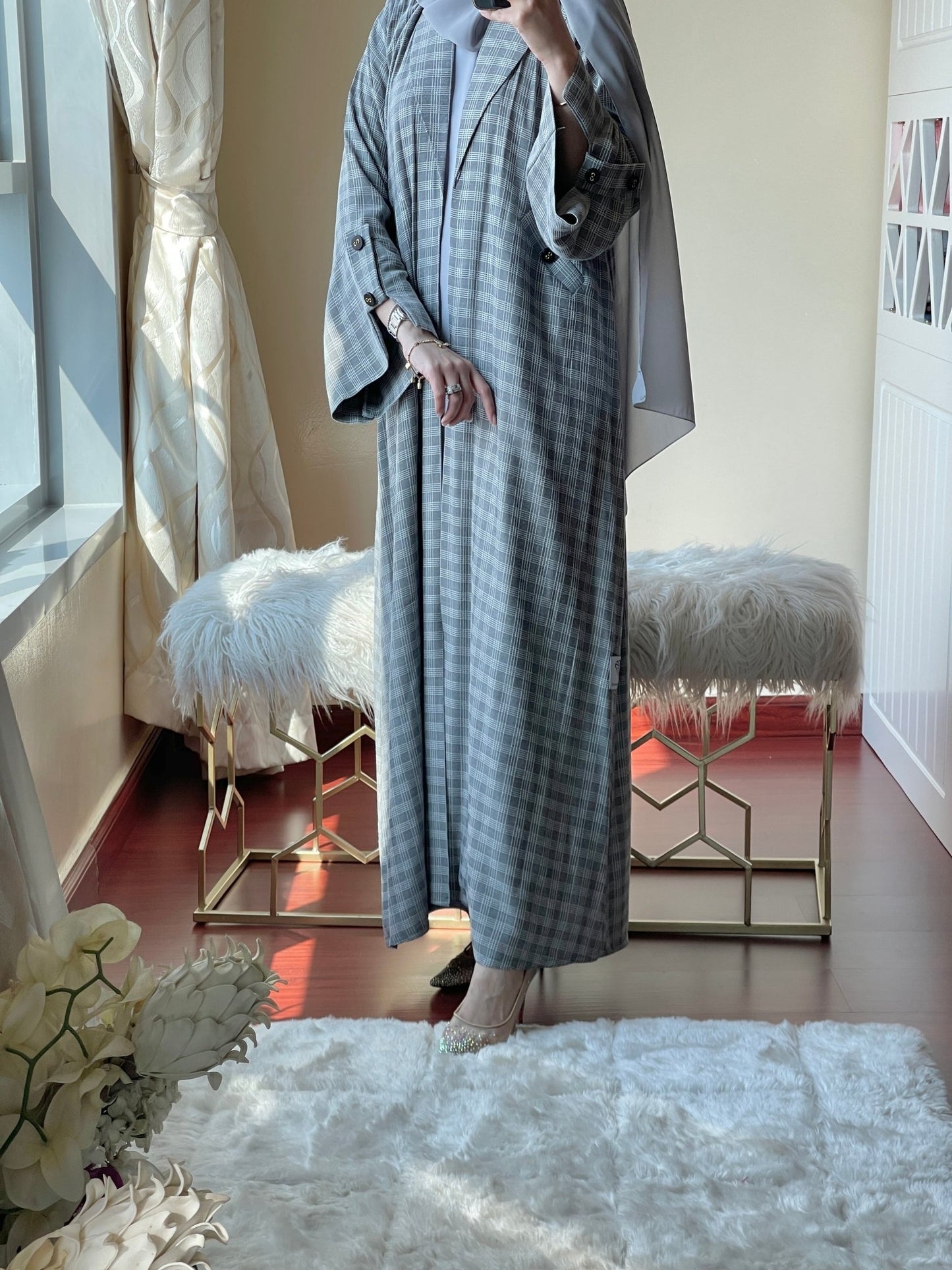 C - Grey - Coat - Abaya - Set - 02