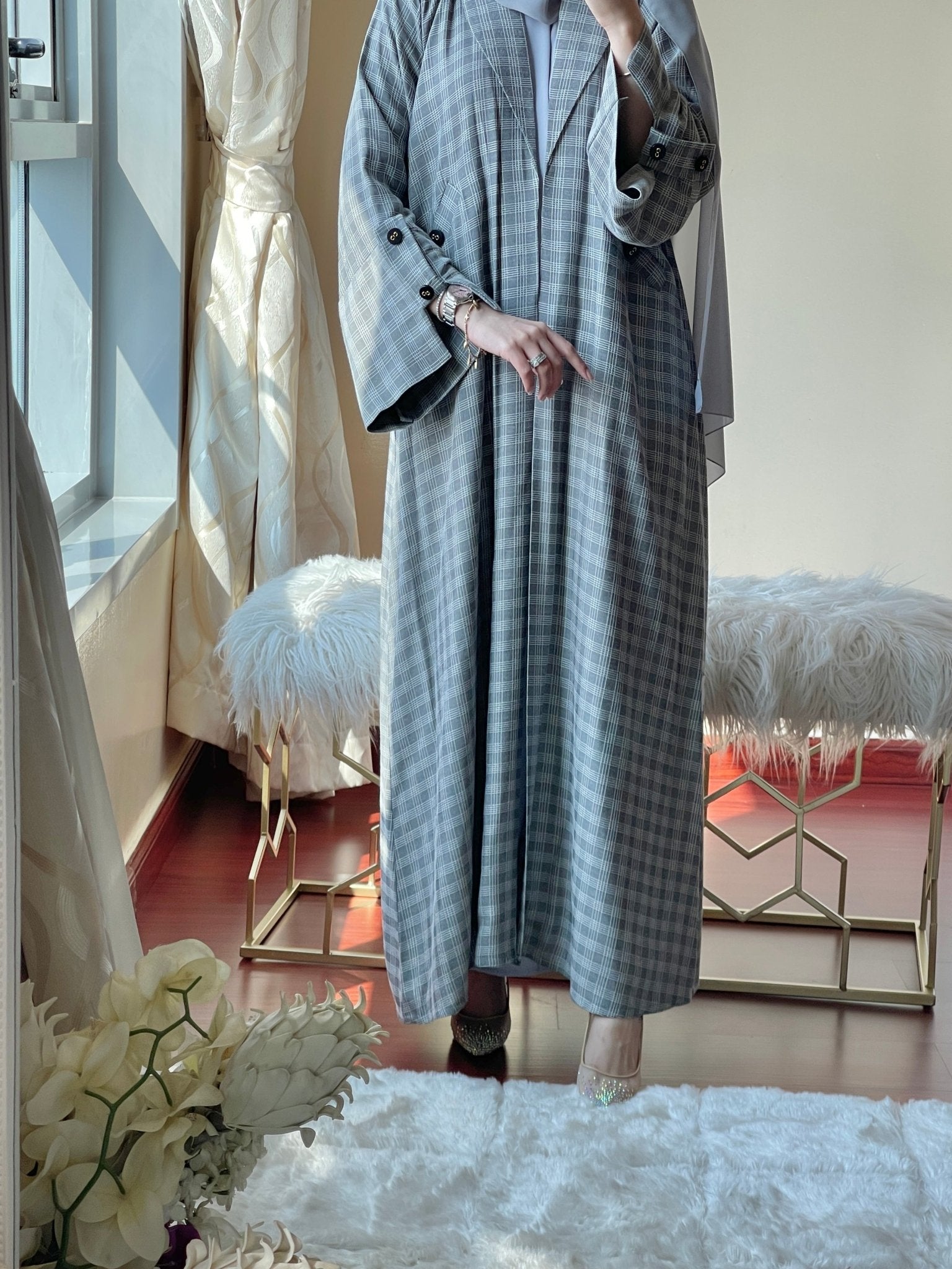 C - Grey - Coat - Abaya - Set - 02