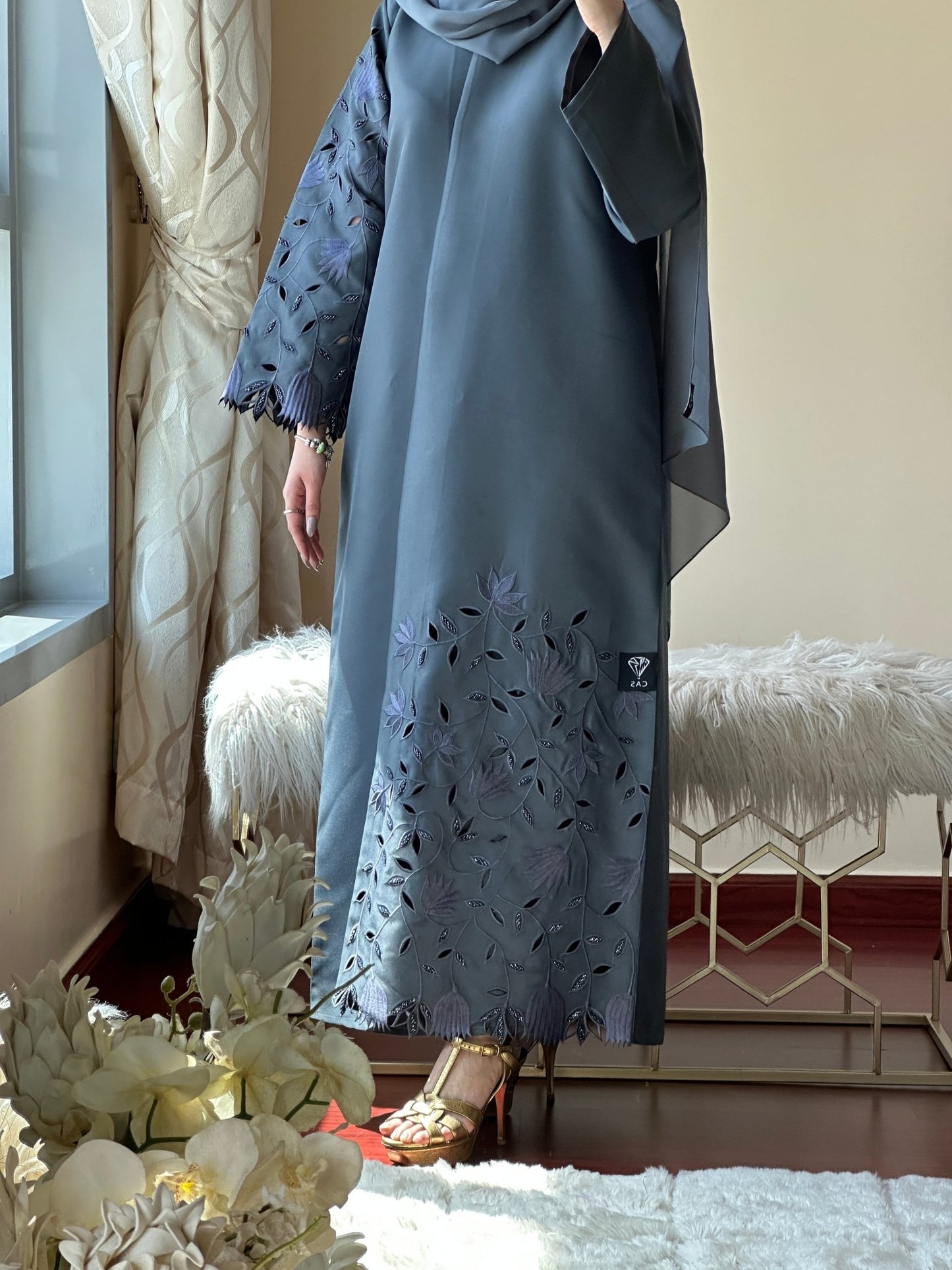 C - Grey - Eid - Abaya - 32