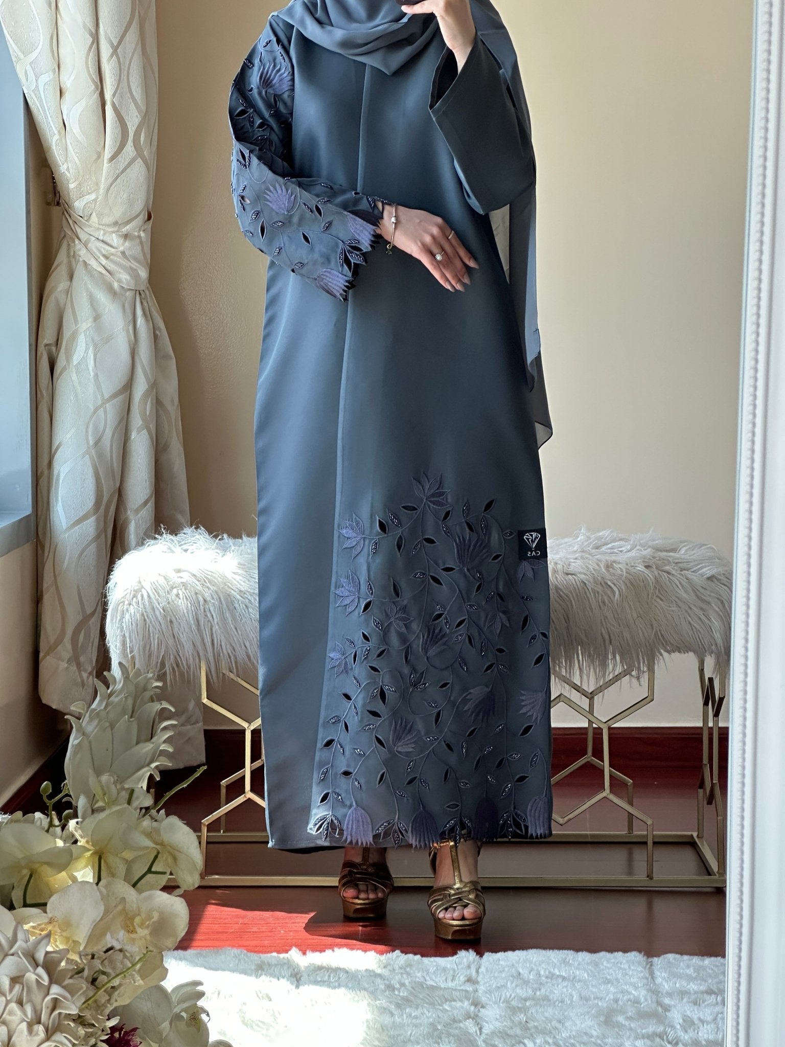 C - Grey - Eid - Abaya - 32