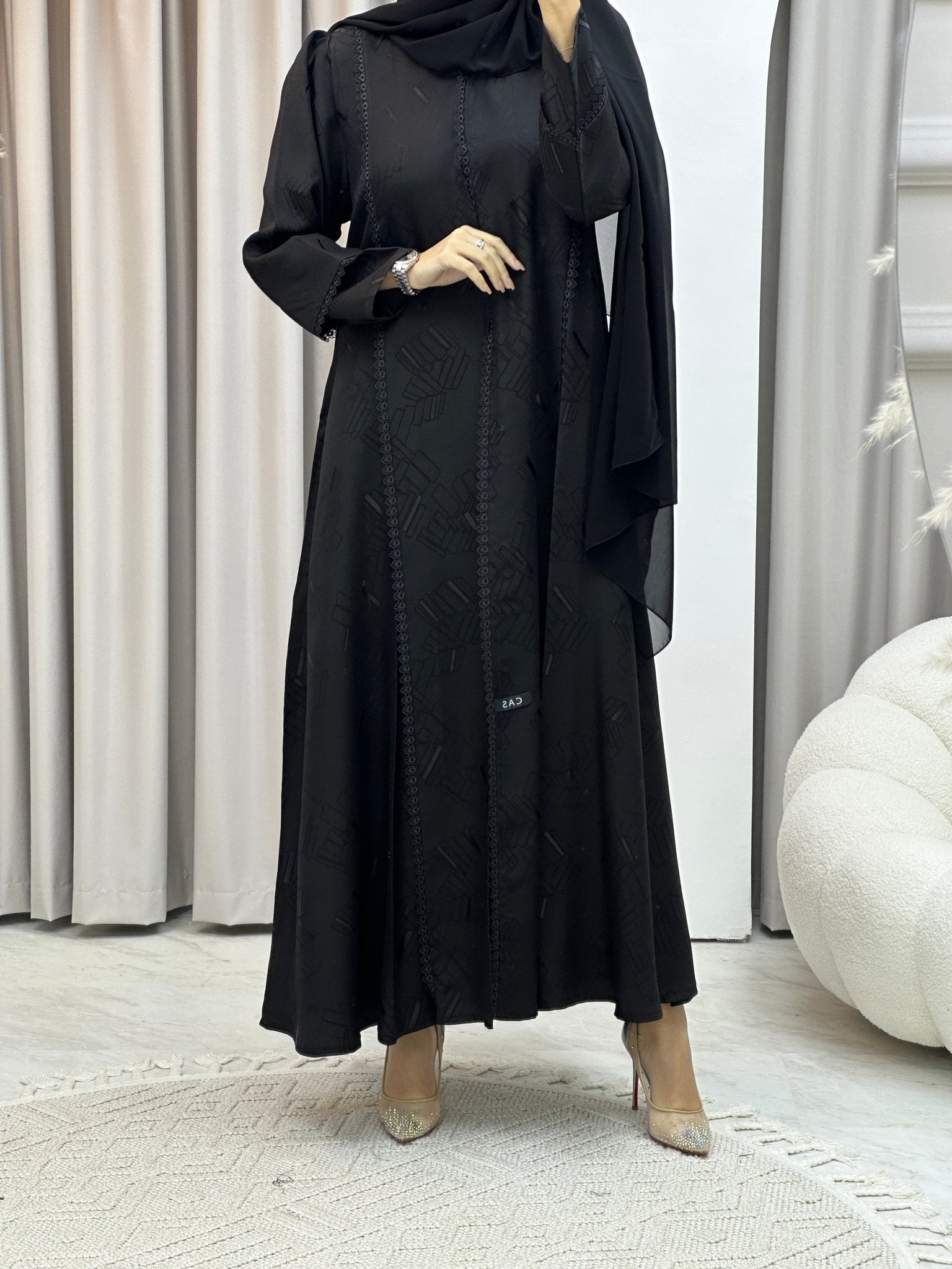 C Lace Jacquard Kloosh Abaya Set