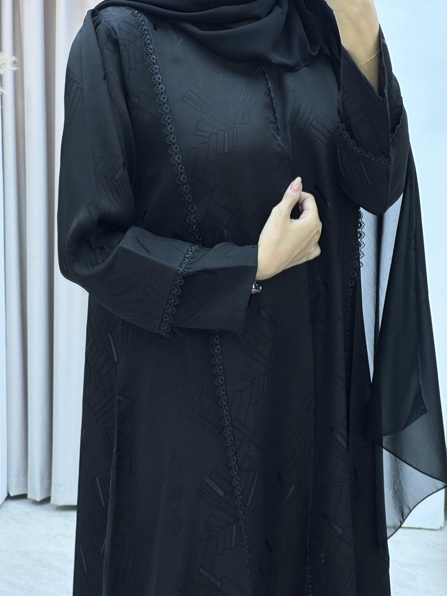 C Lace Jacquard Kloosh Abaya Set