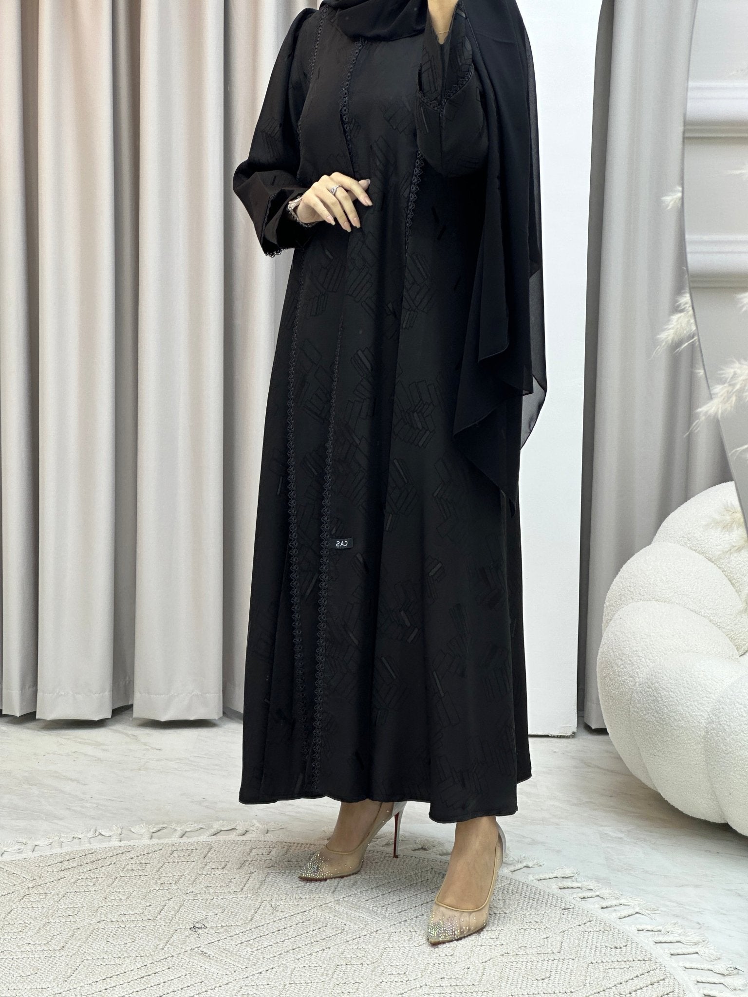C Lace Jacquard Kloosh Abaya Set