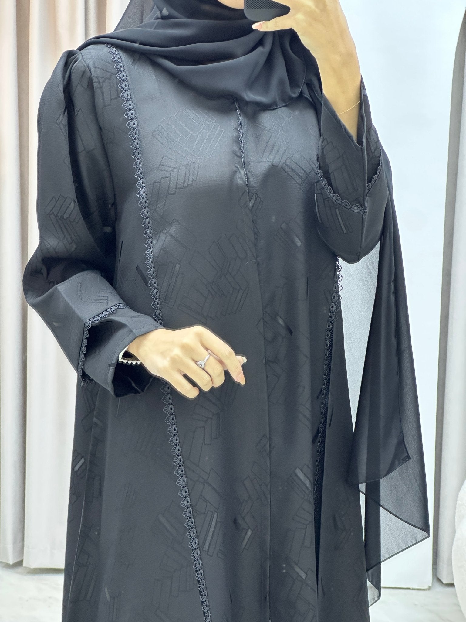 C Lace Jacquard Kloosh Abaya Set