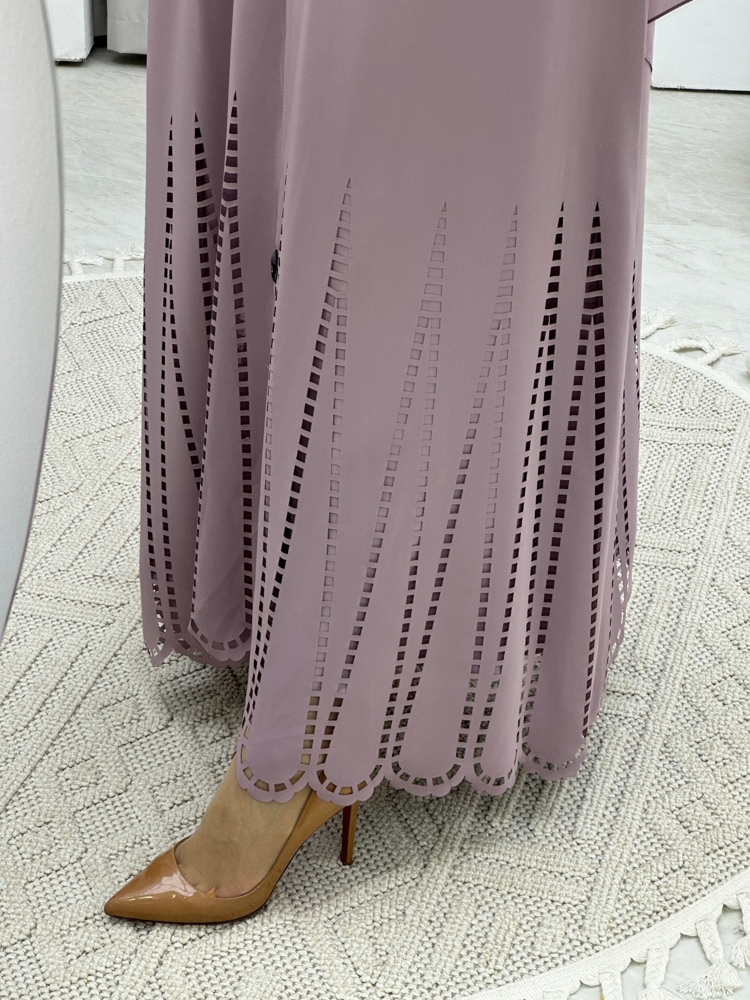 C Laser Cut Lilac Abaya Set