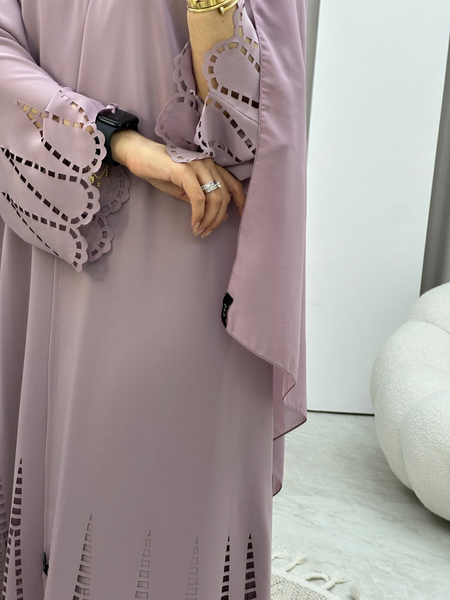 C Laser Cut Lilac Abaya Set