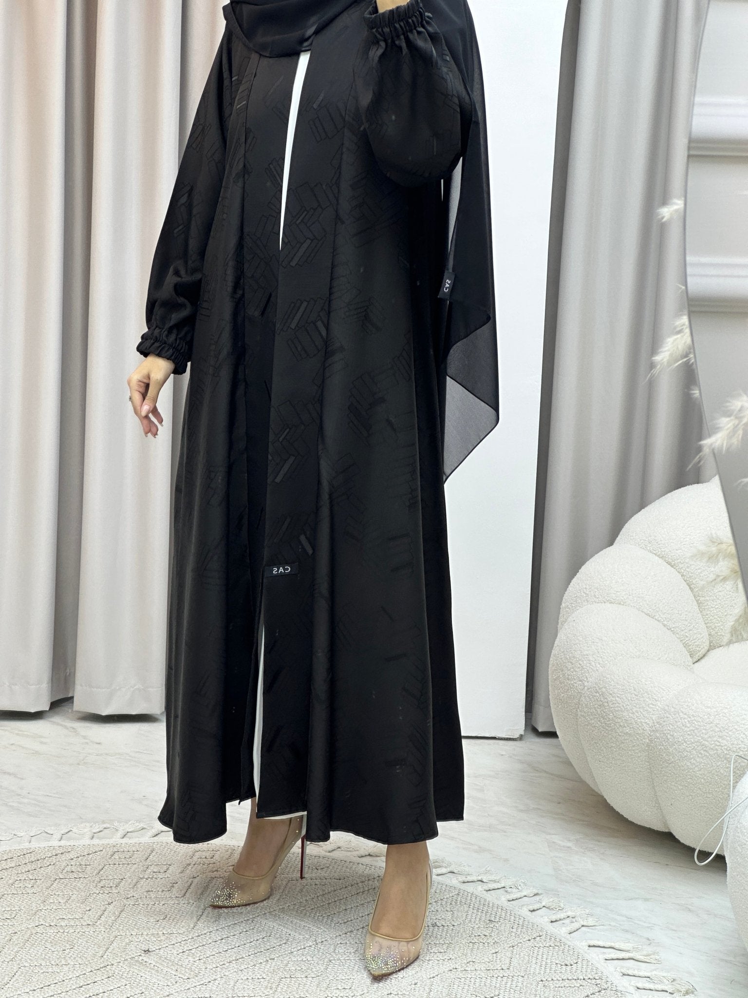 C Lined Jacquard Abaya Set