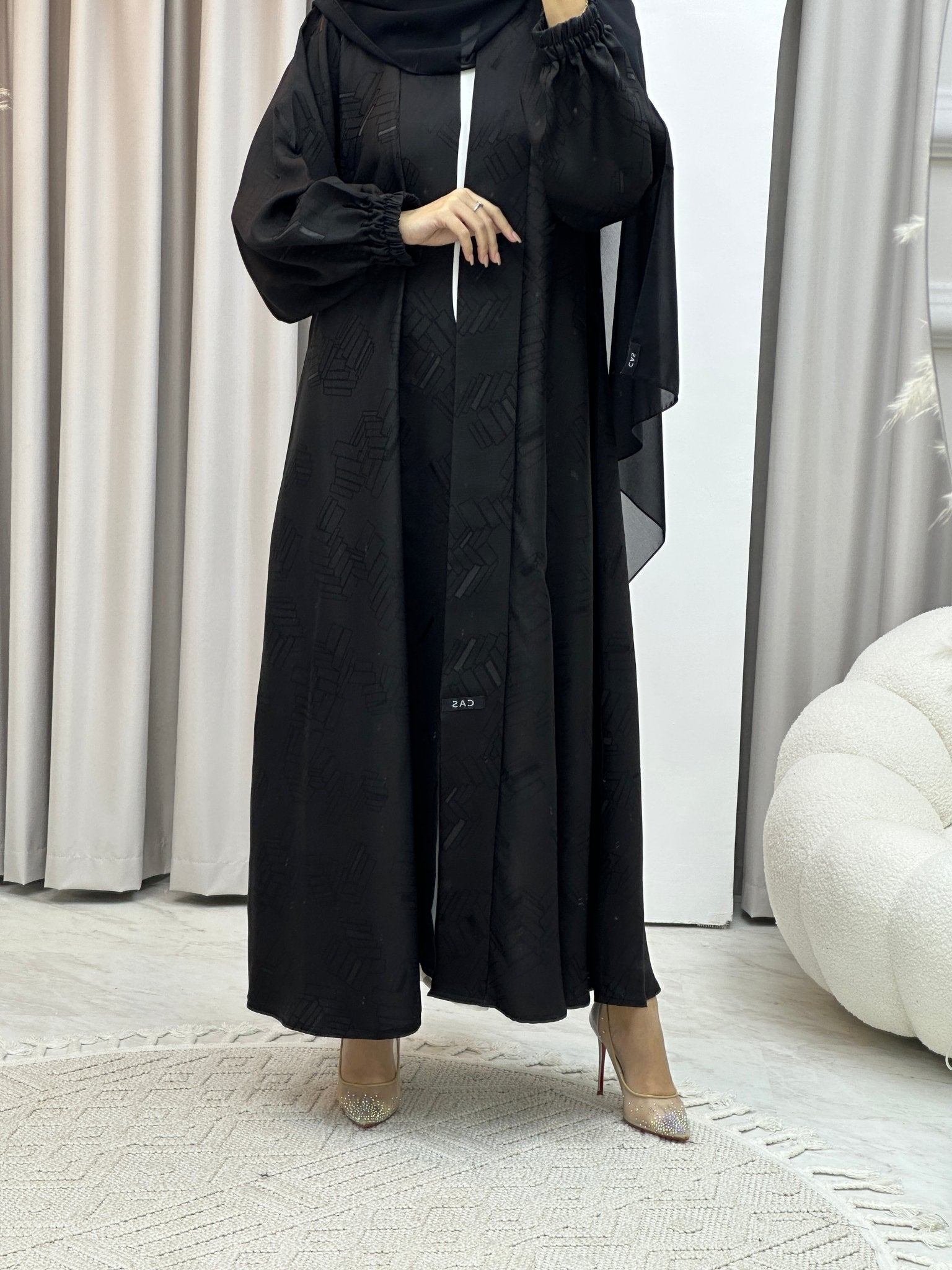 C Lined Jacquard Abaya Set