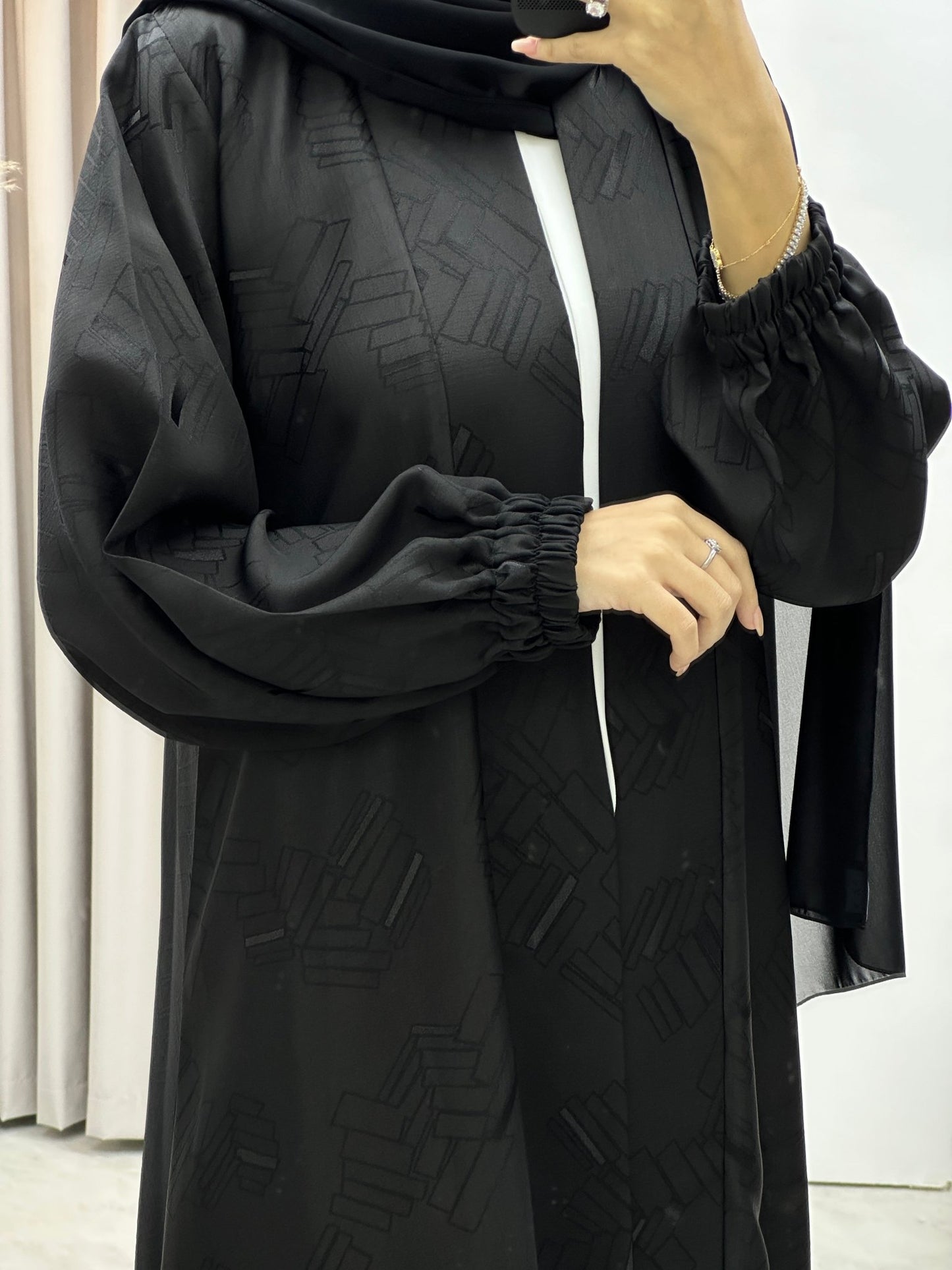 C Lined Jacquard Abaya Set