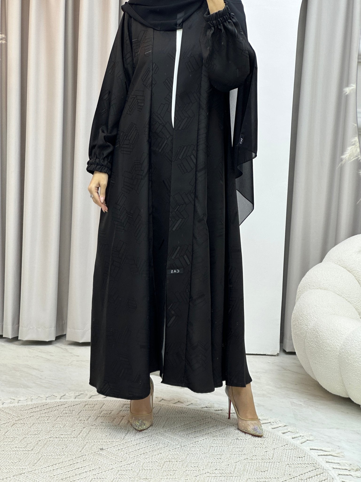 C Lined Jacquard Abaya Set