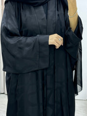 C Marble Geometric Bisht Black Abaya