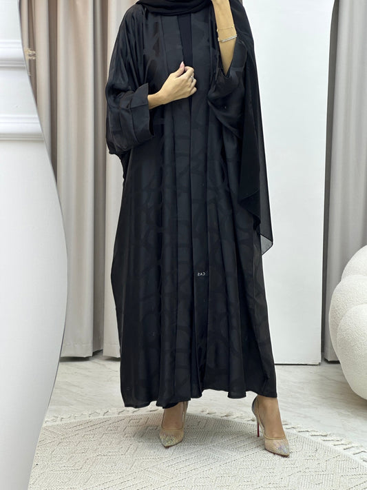 C Marble Geometric Bisht Black Abaya