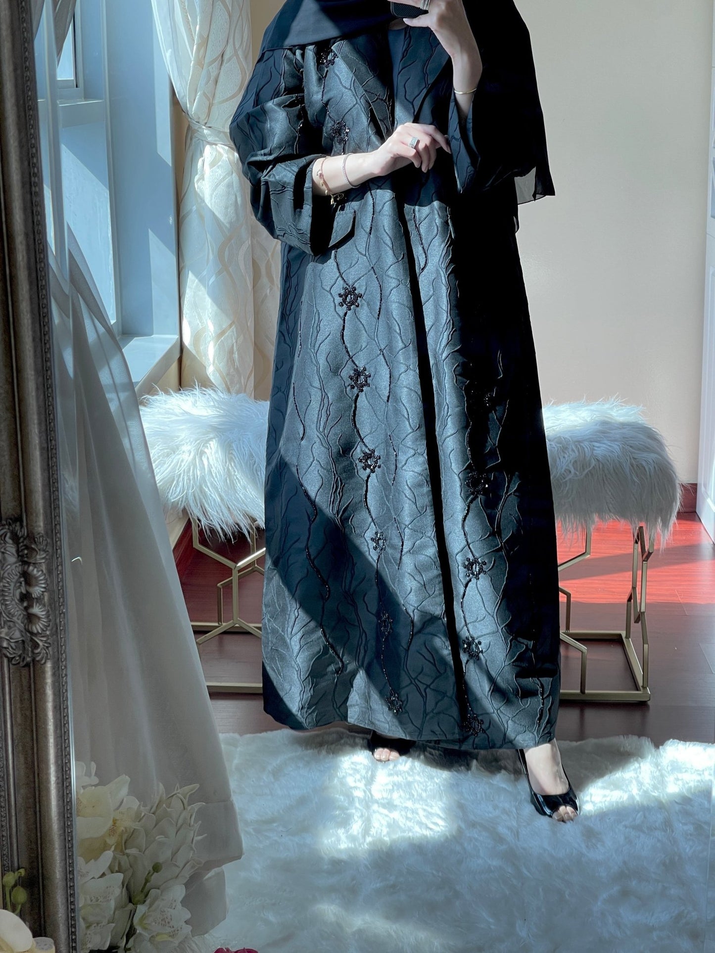 C - May - Jacquard - Abaya - Set - 07