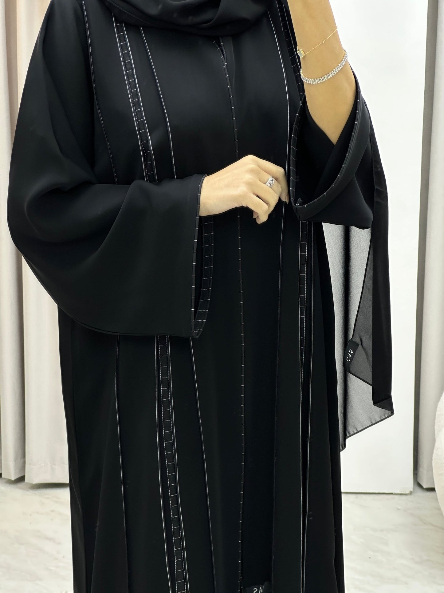 C Nada Black White Kloosh Abaya Set