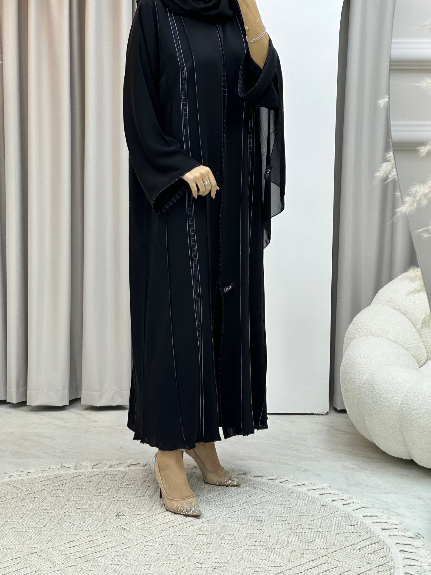 C Nada Black White Kloosh Abaya Set