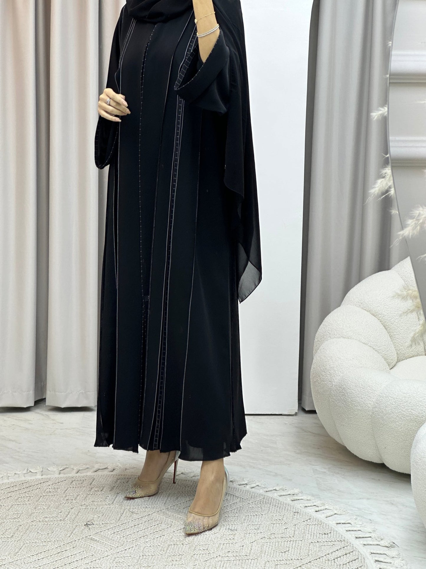 C Nada Black White Kloosh Abaya Set