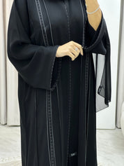 C Nada Black White Kloosh Abaya Set