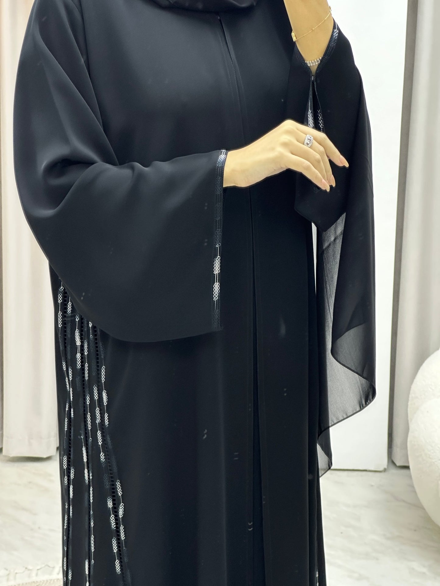 C Nada Embroidery Black Abaya Set