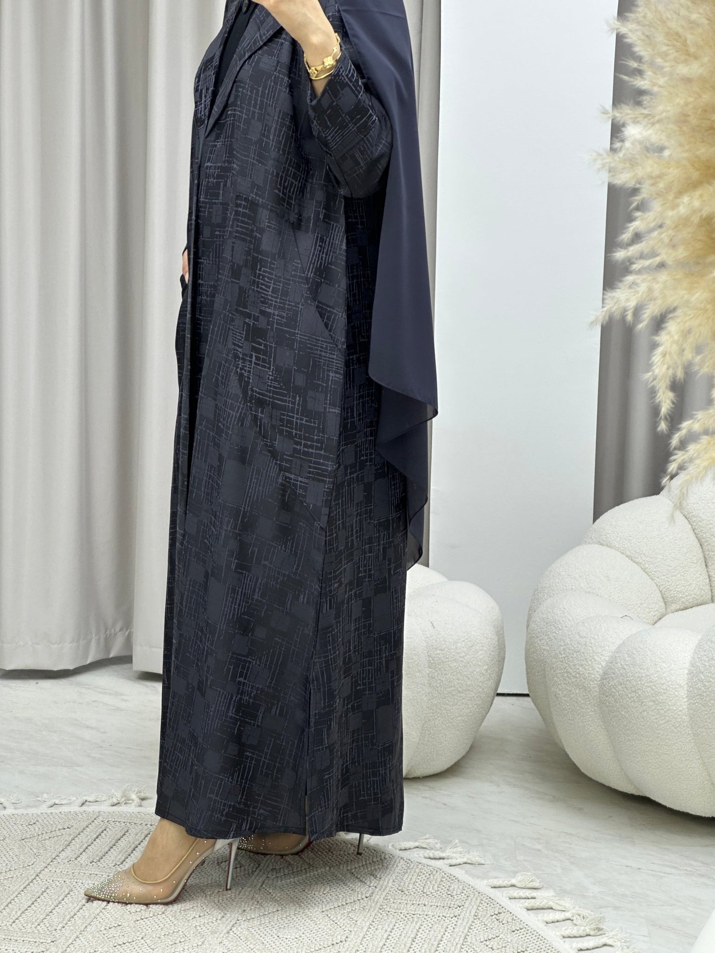 C Navy Blue Coat Winter Abaya