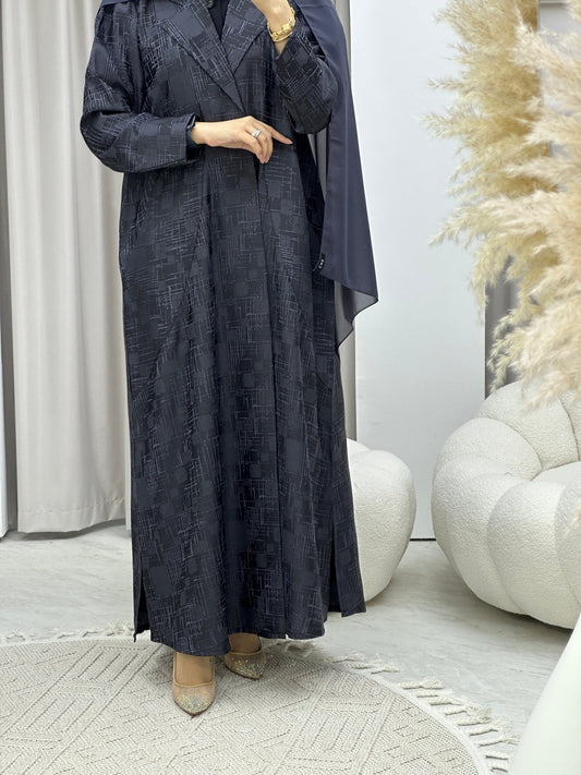 C Navy Blue Coat Winter Abaya