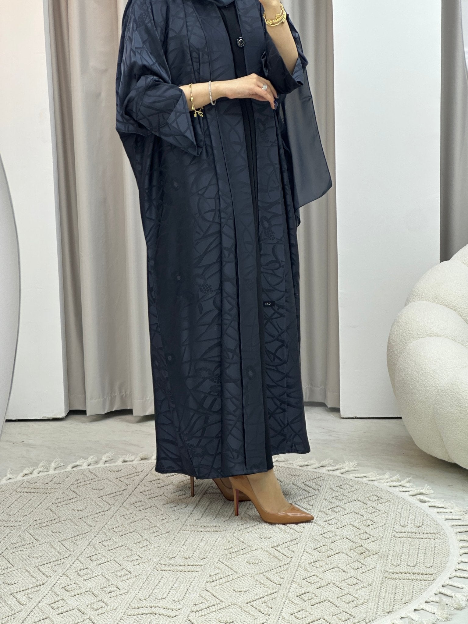 C Navy Blue Swirl Bisht Abaya