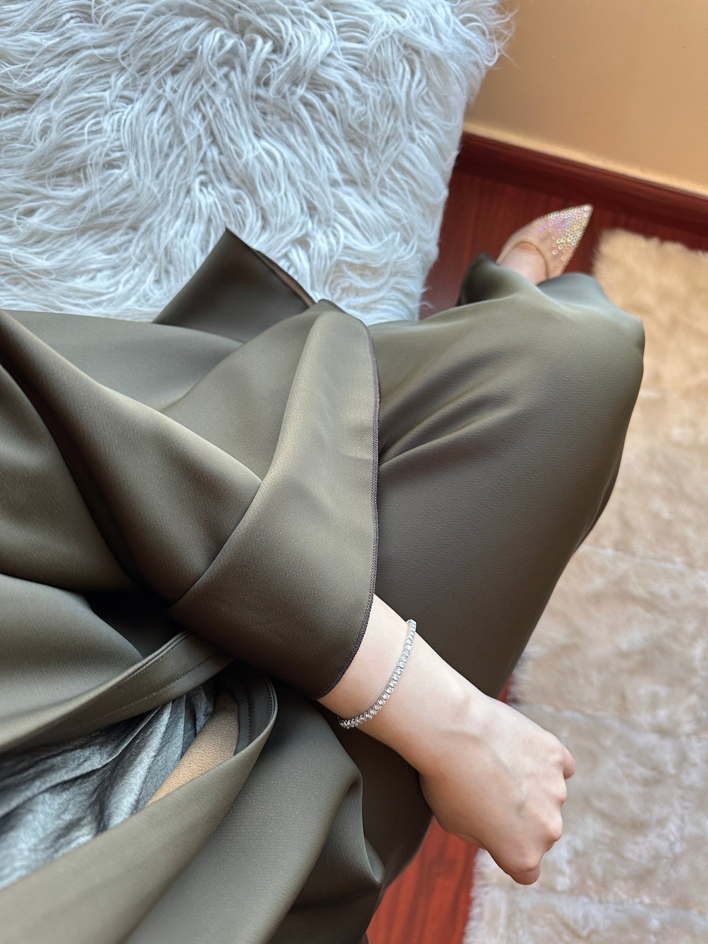 C - OliveGreen - Gold - Duotone - Abaya