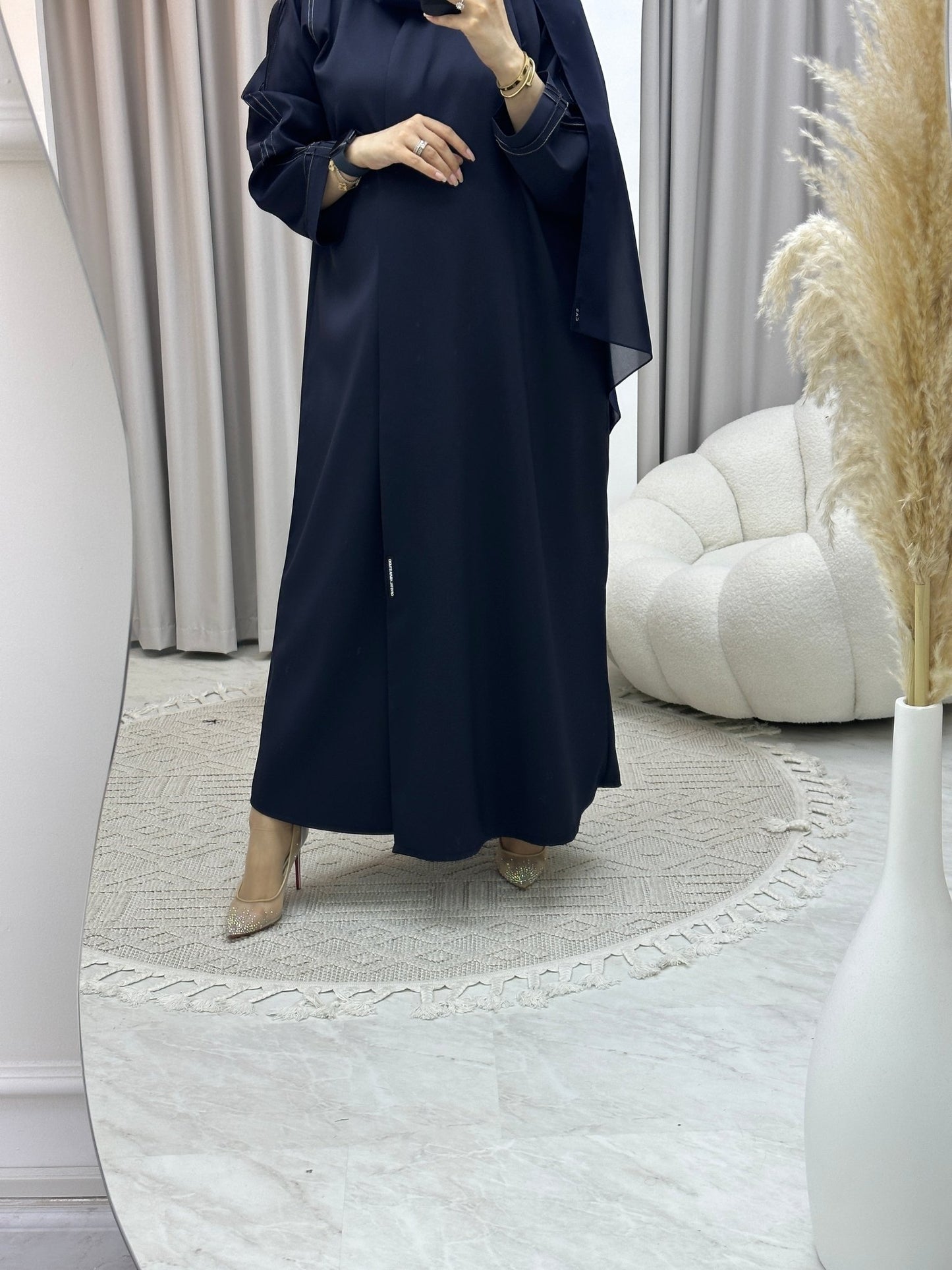 C Overlap Bisht Blue Abaya