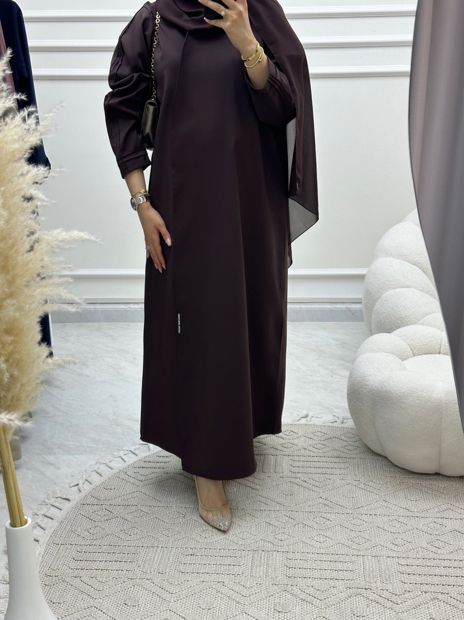 C Overlap Bisht Brown Abaya