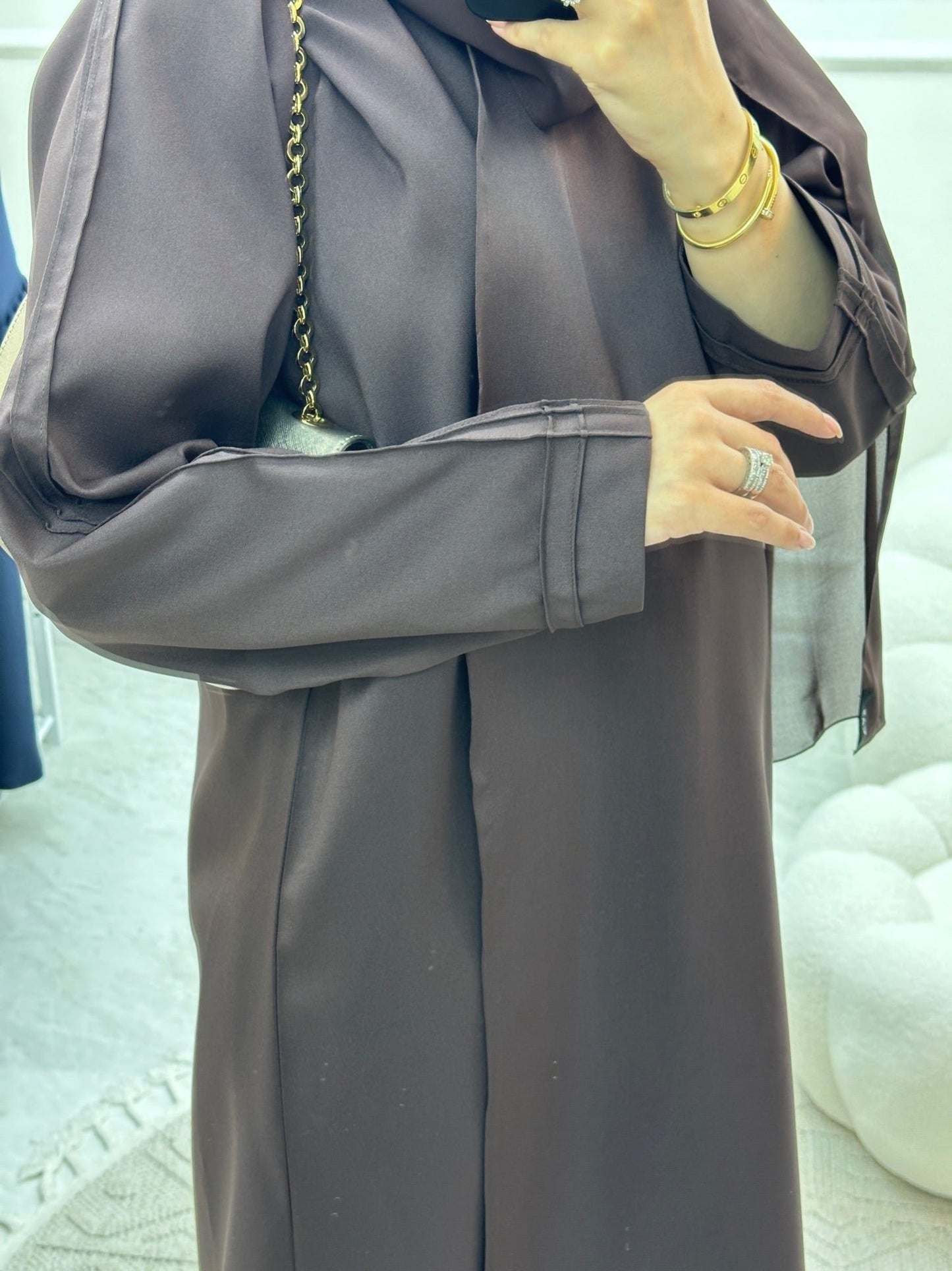 C Overlap Bisht Brown Abaya