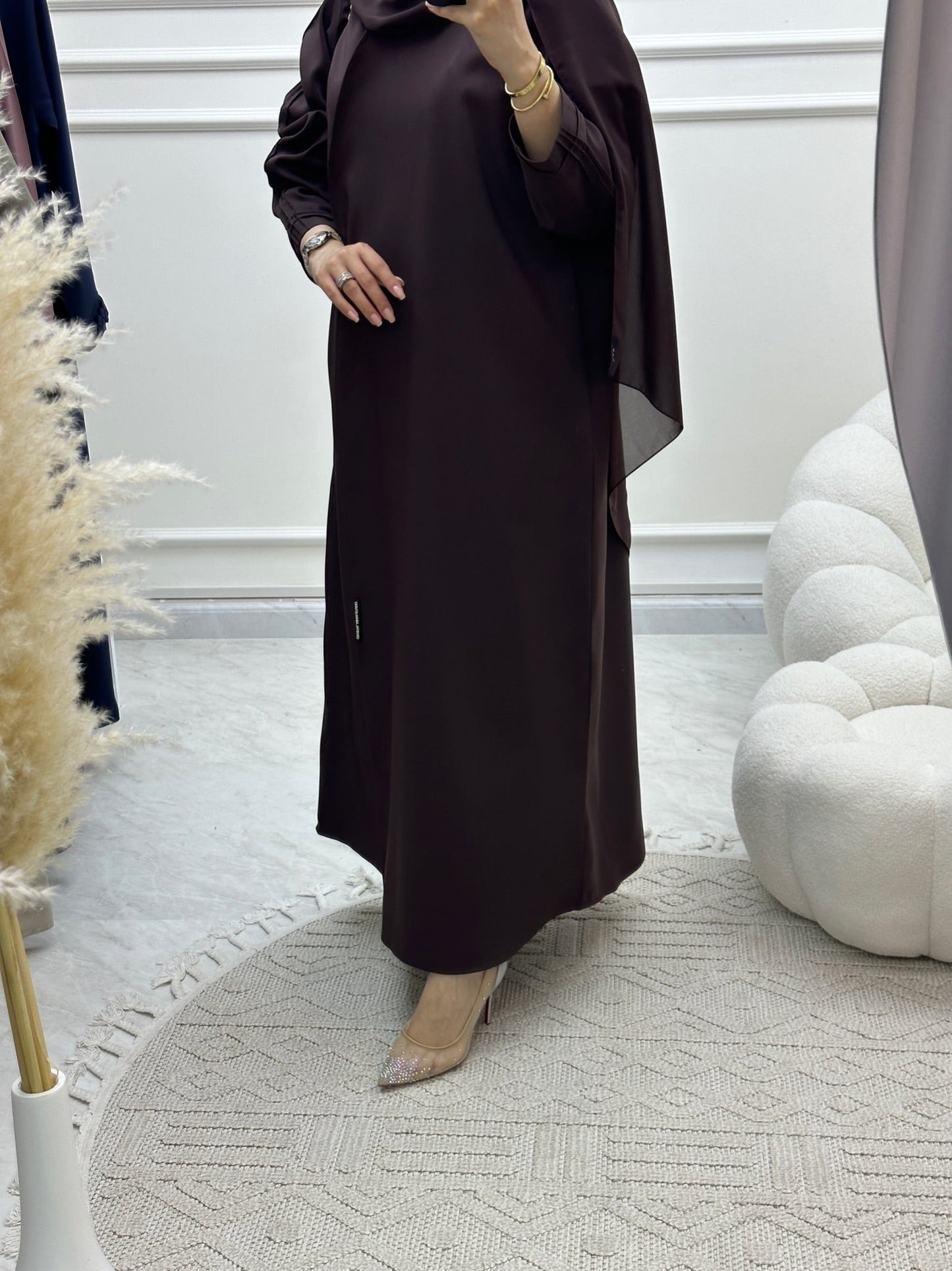 C Overlap Bisht Brown Abaya