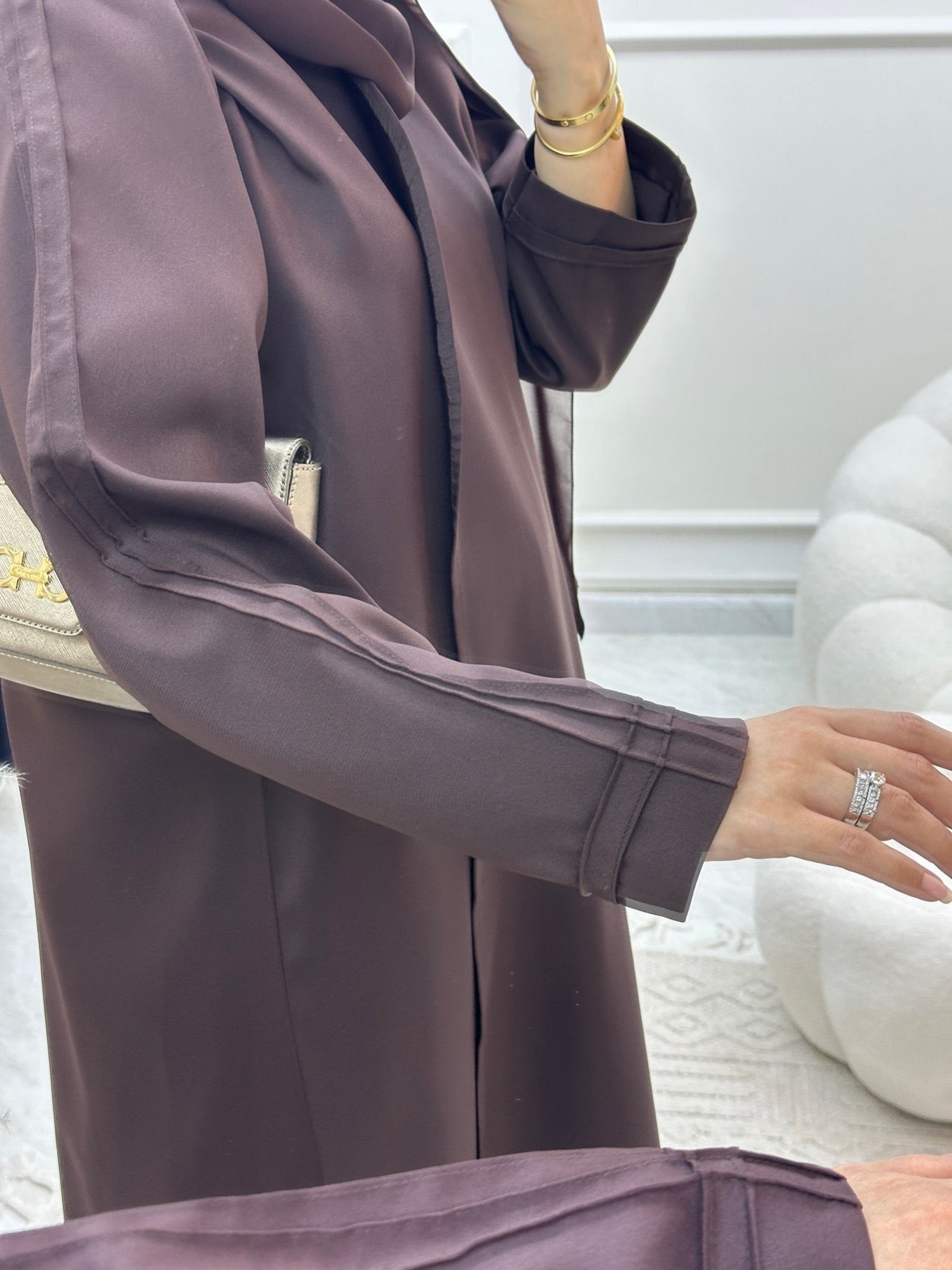 C Overlap Bisht Brown Abaya