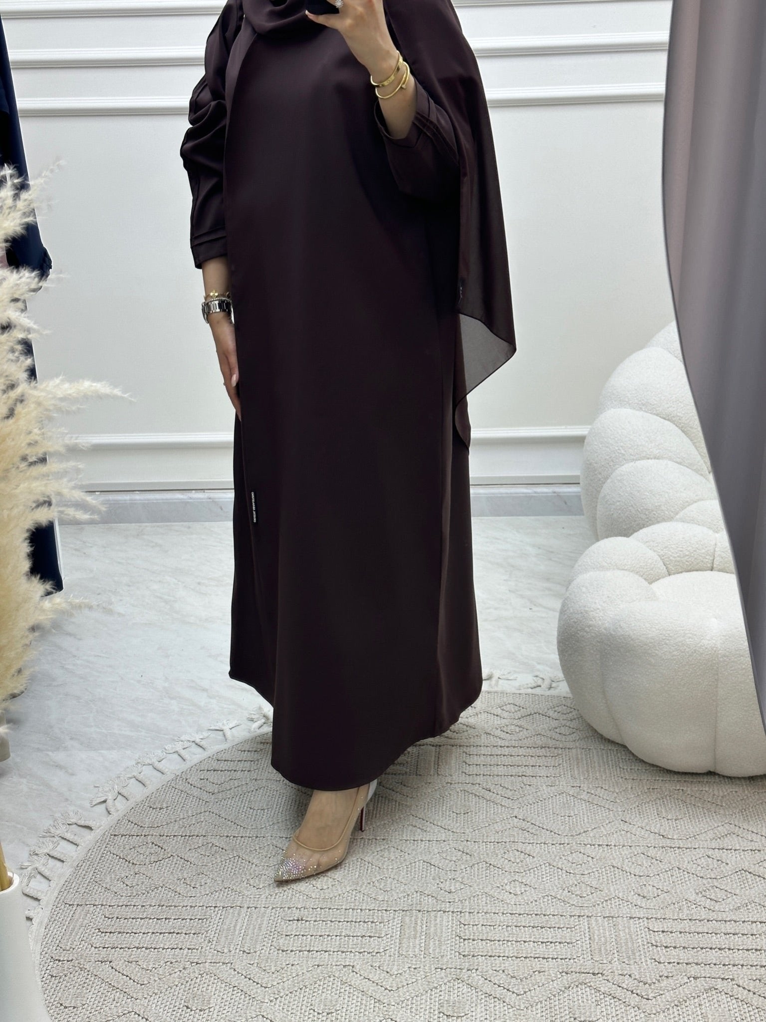 C Overlap Bisht Brown Abaya