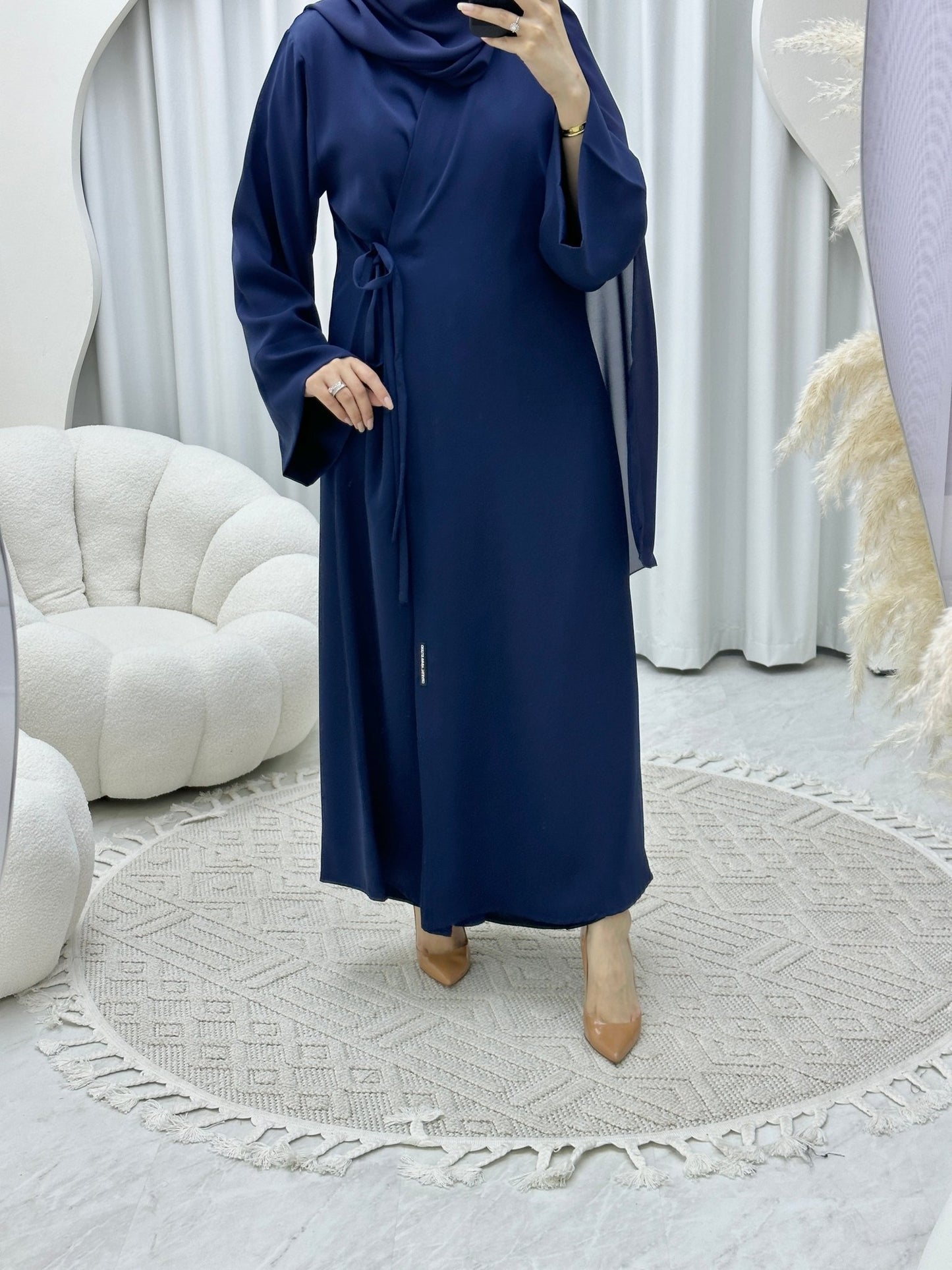 C Overlap TieKnot Blue Abaya