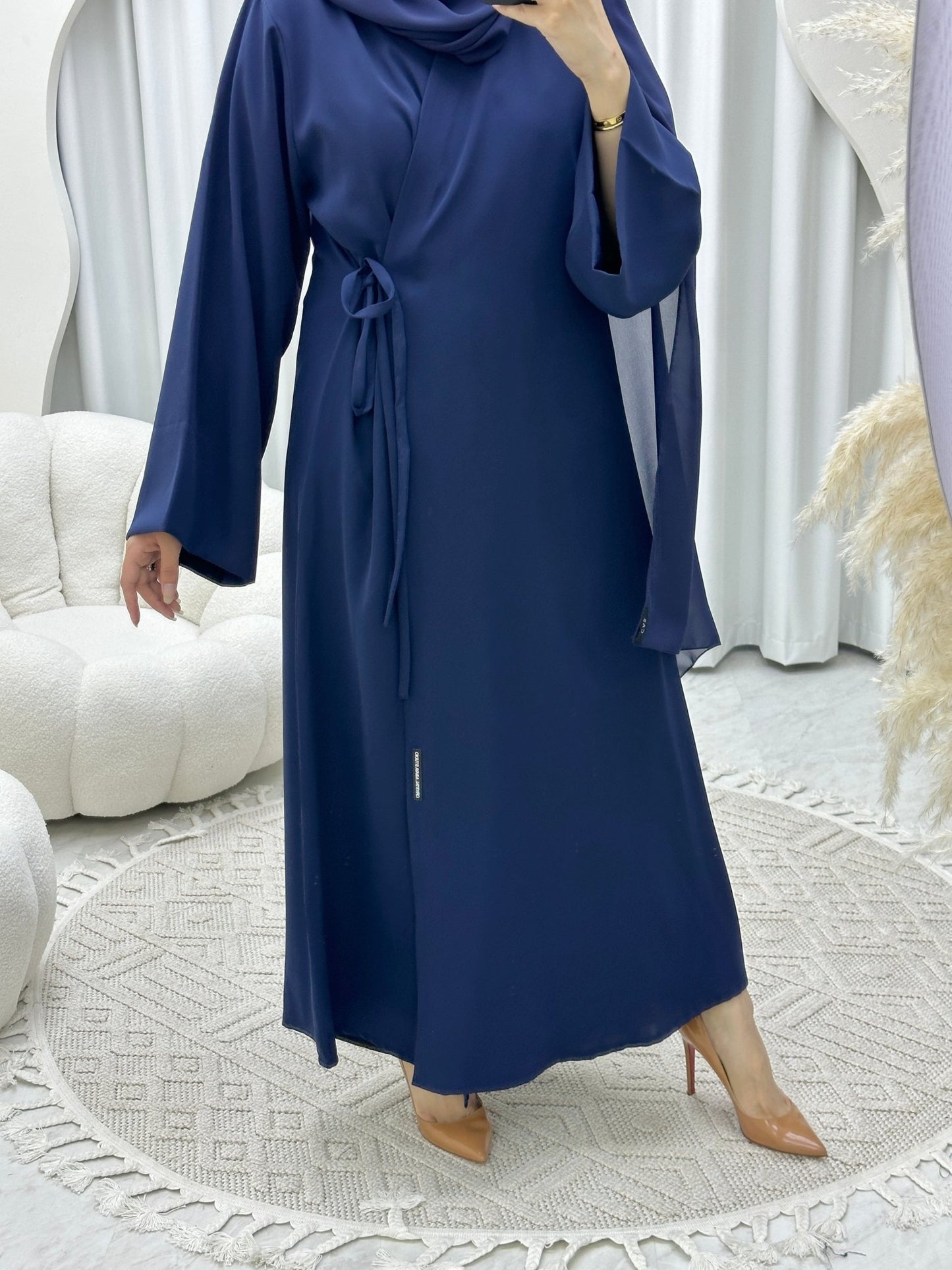 C Overlap TieKnot Blue Abaya