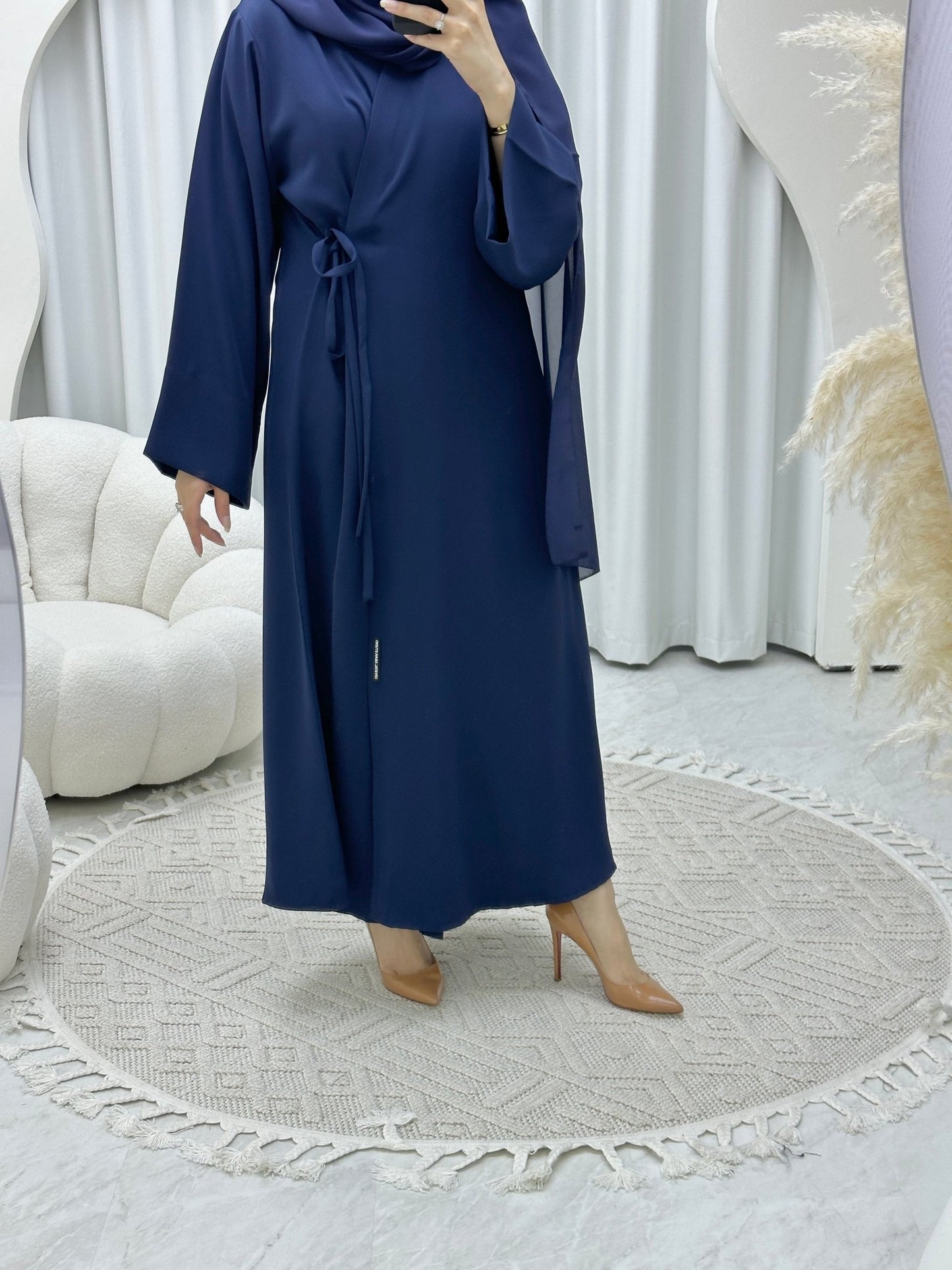 C Overlap TieKnot Blue Abaya