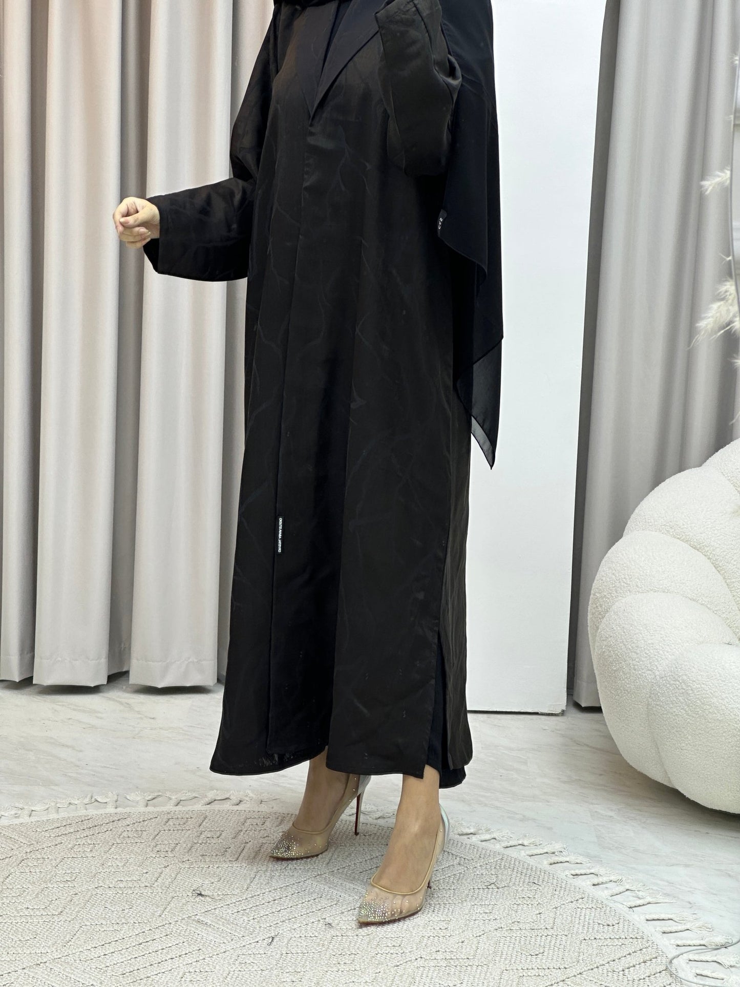 C Paint Stroke Winter Black Coat Abaya