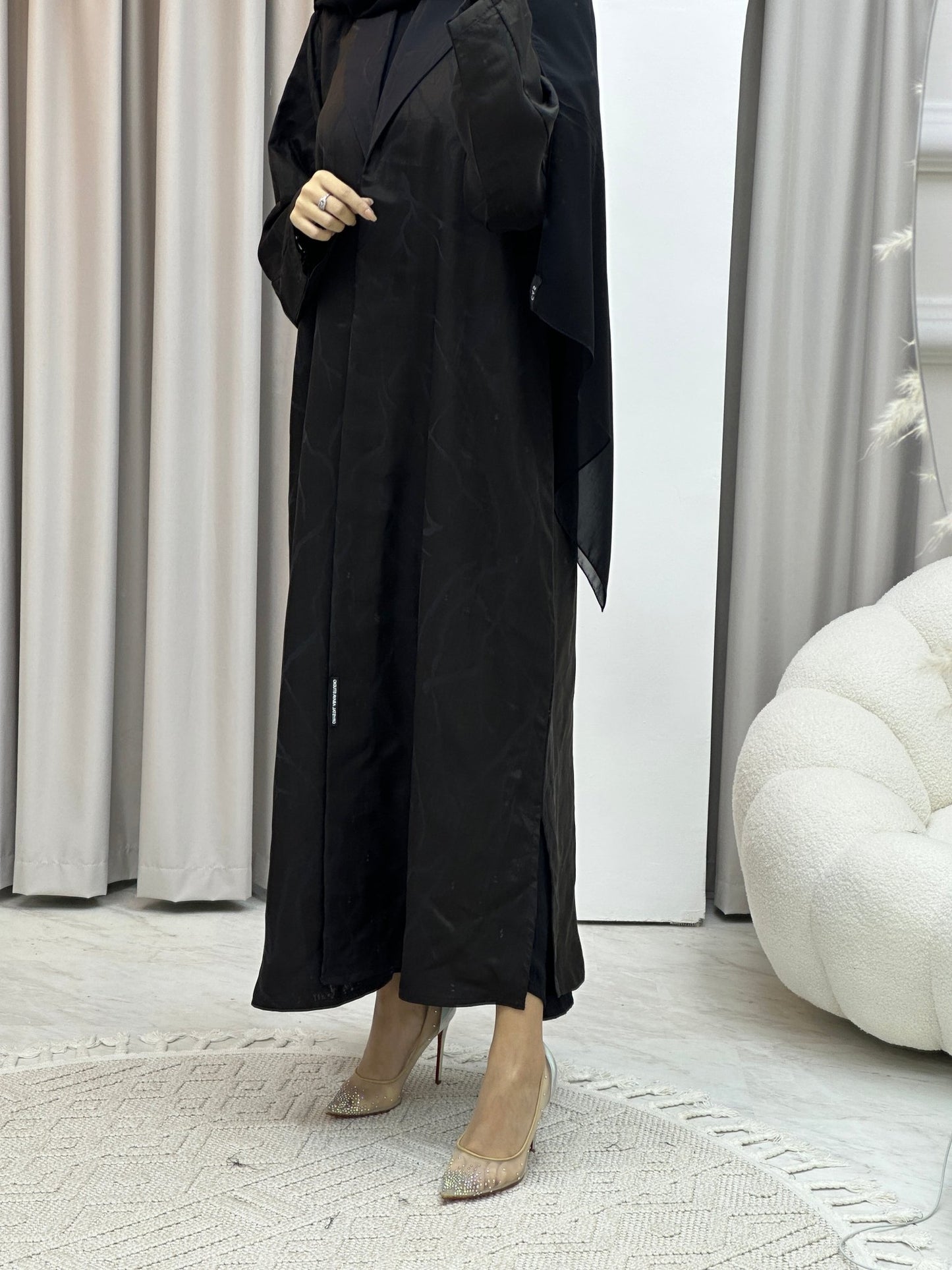 C Paint Stroke Winter Black Coat Abaya